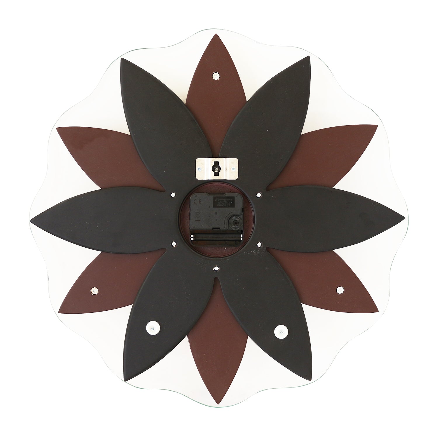 Brown,Black flower wooden analog wall clock(40.5 cm x 40.5 cm) 4