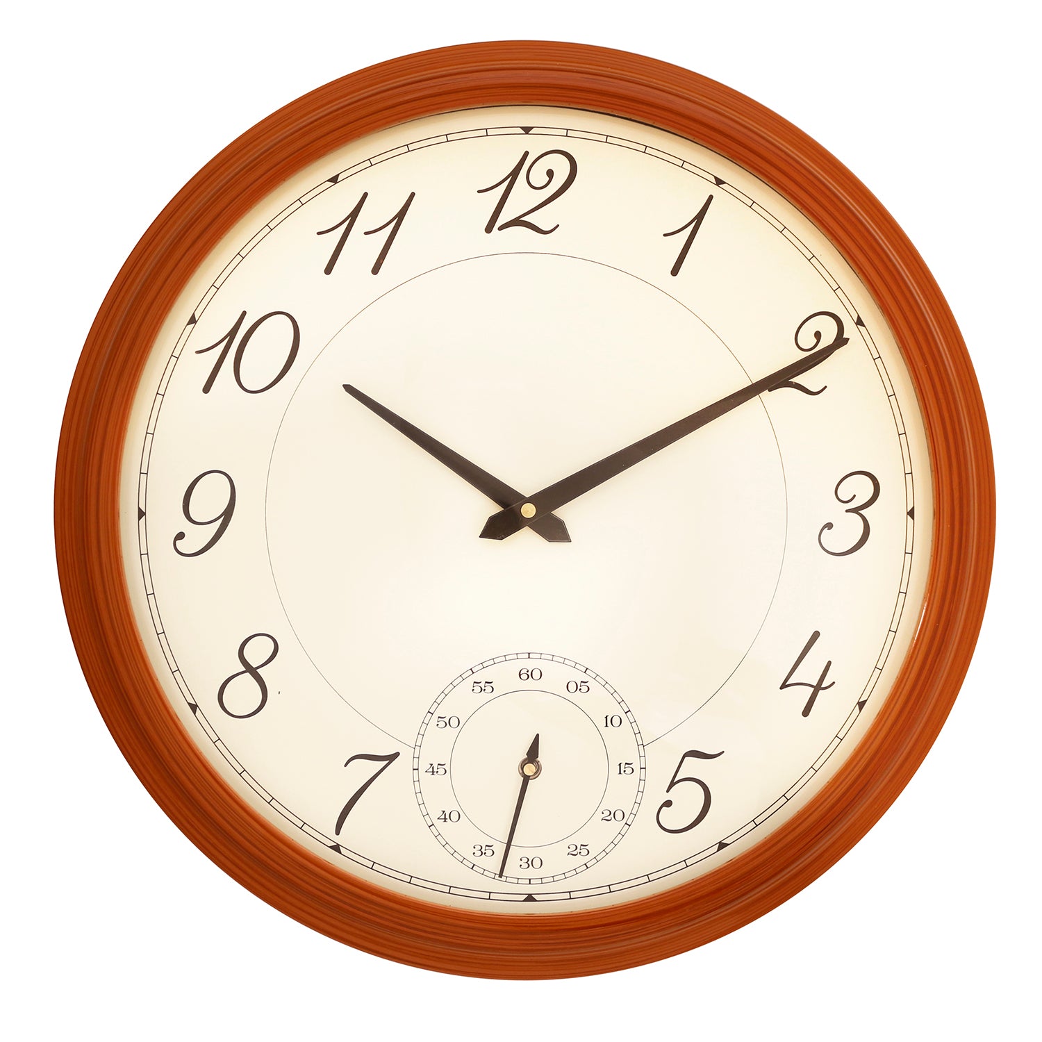 Brown round wooden analog wall clock(40.5 cm x 40.5 cm)