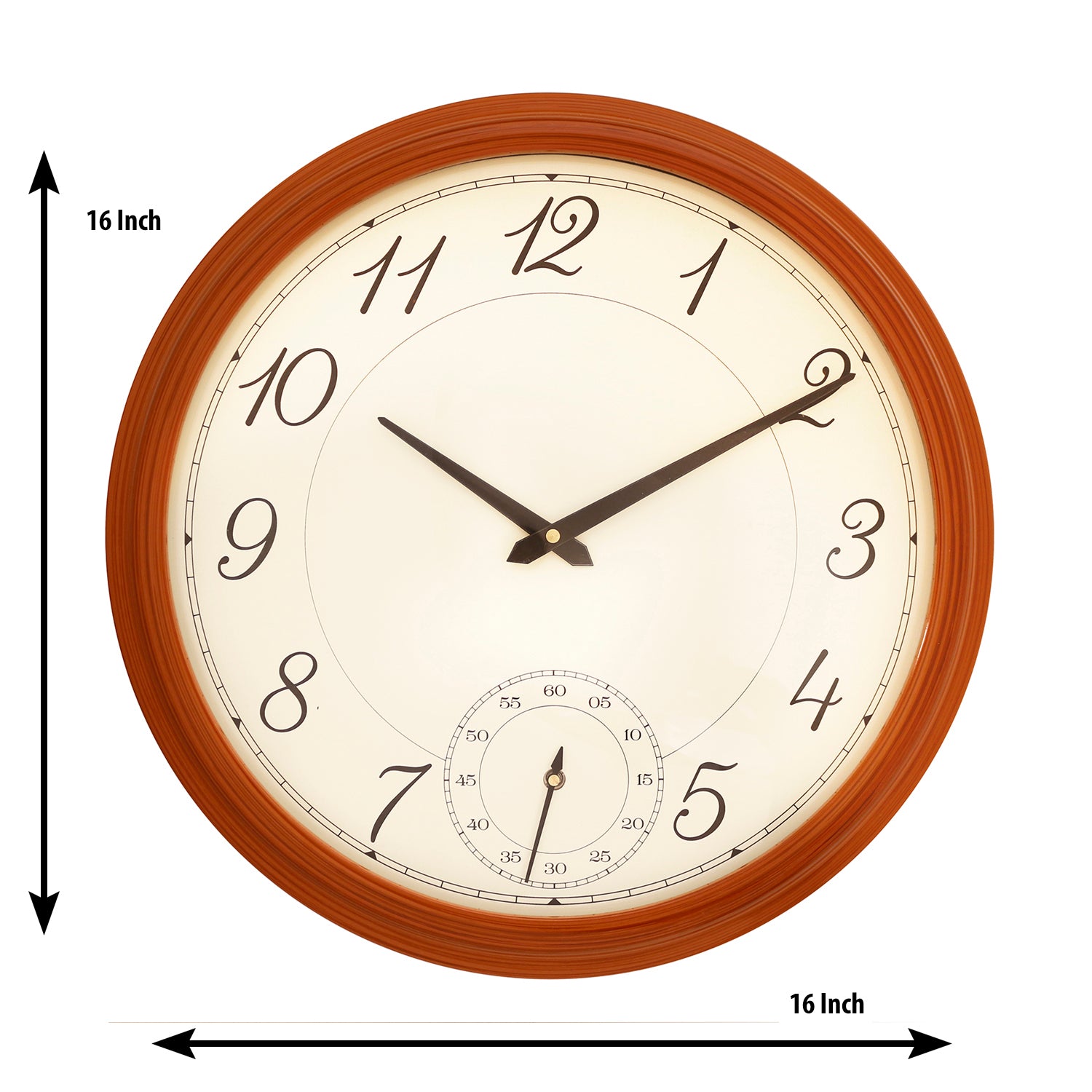 Brown round wooden analog wall clock(40.5 cm x 40.5 cm) 2
