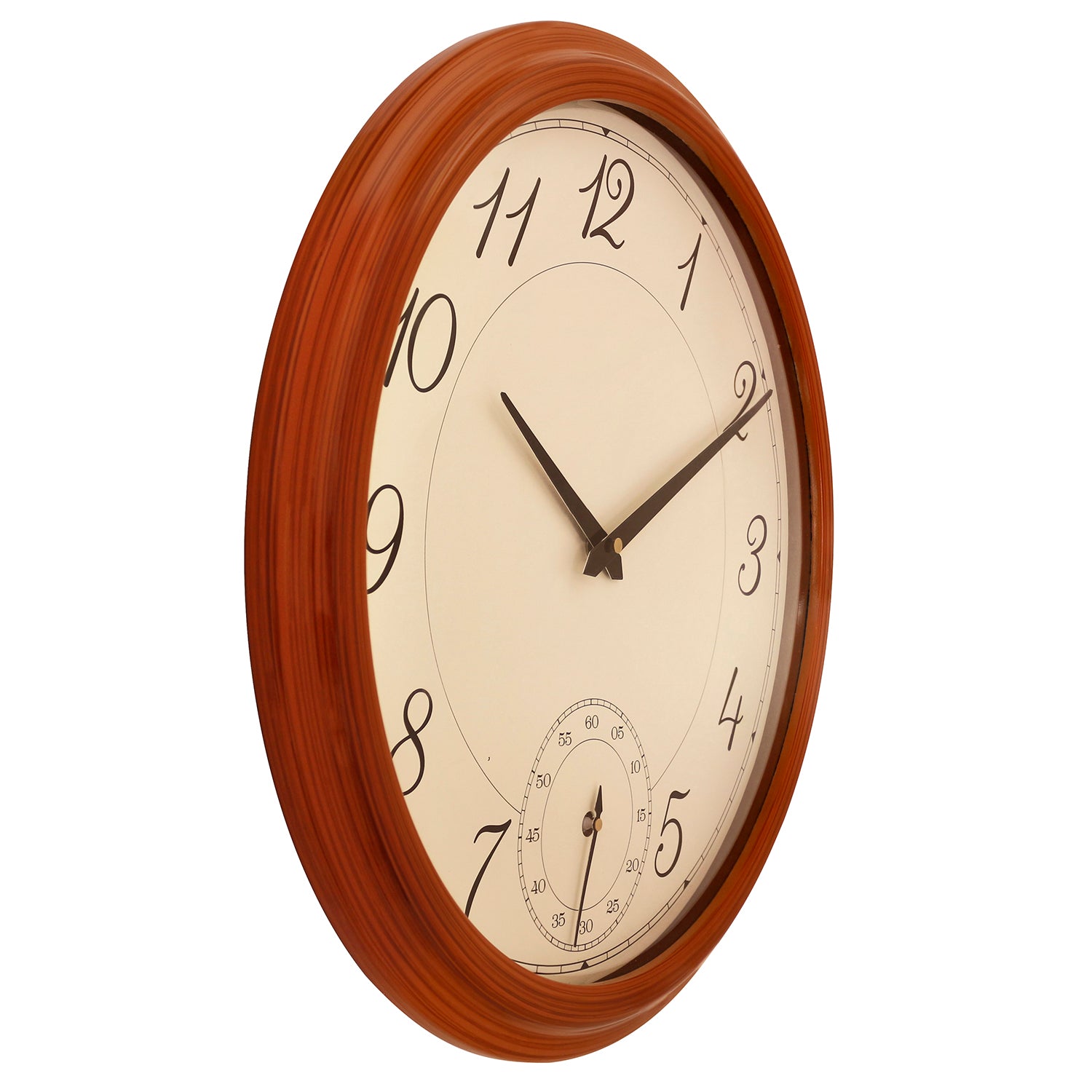 Brown round wooden analog wall clock(40.5 cm x 40.5 cm) 3