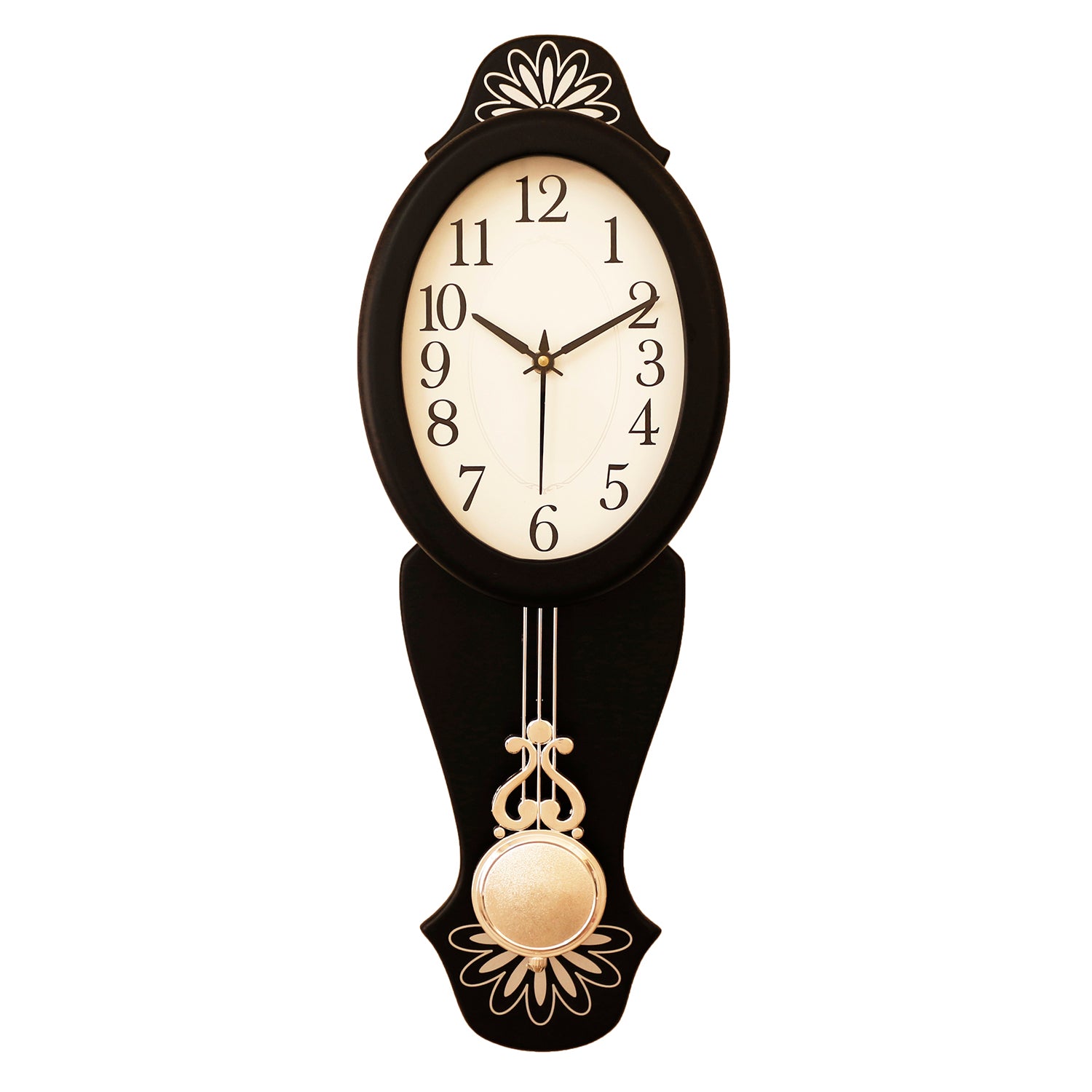 Black vertical Wooden Analog Pendulum Wall Clock