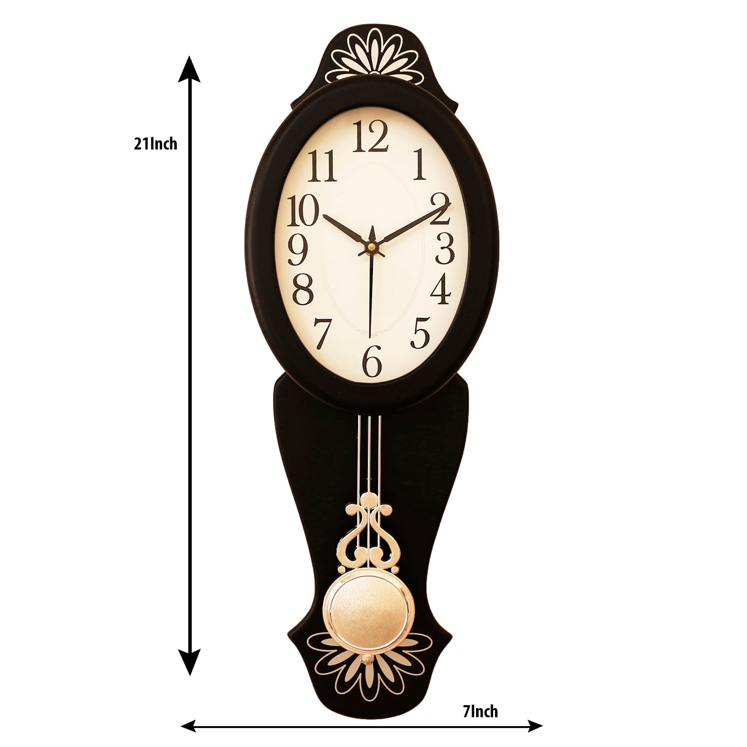 Black vertical Wooden Analog Pendulum Wall Clock 2