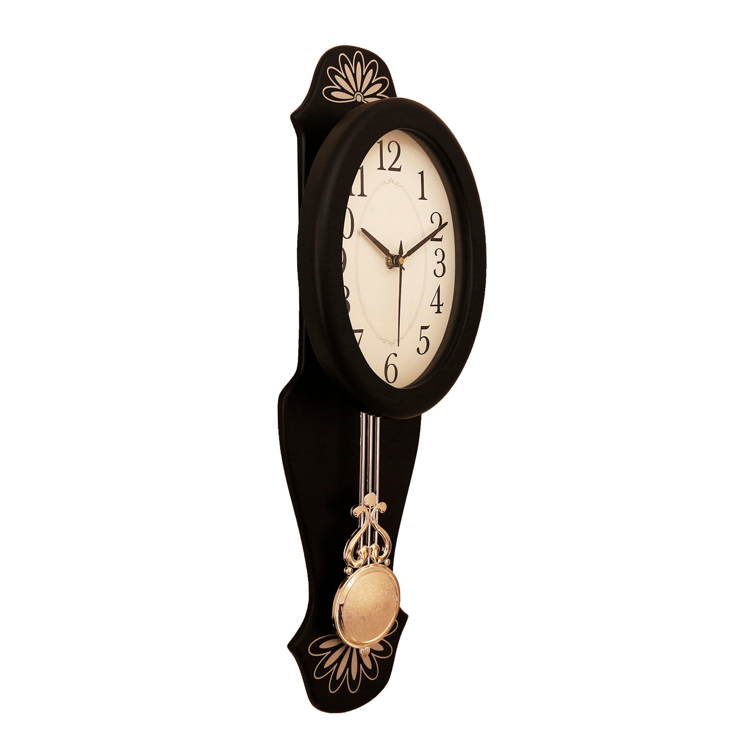 Black vertical Wooden Analog Pendulum Wall Clock 3