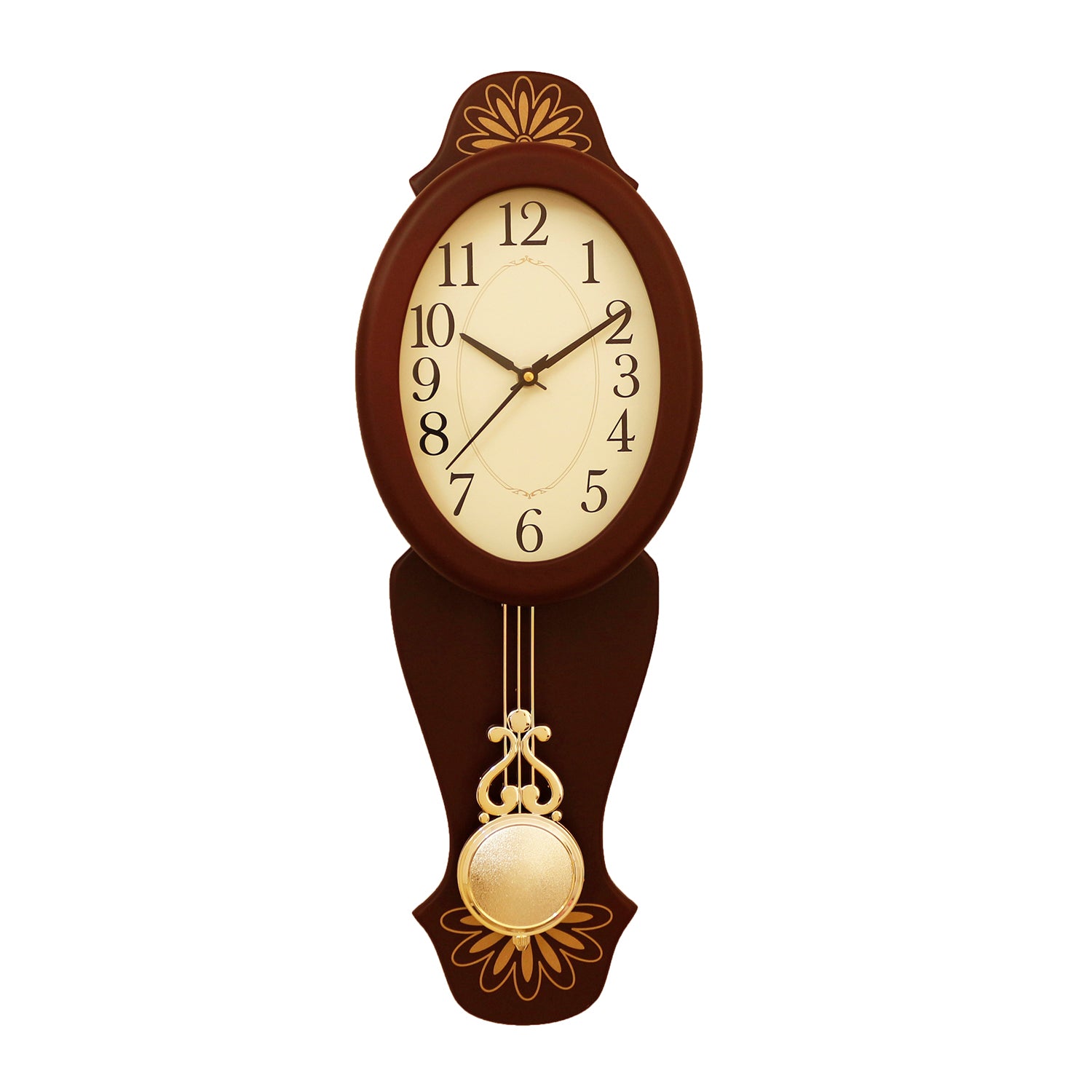 Cola Brown vertical Wooden Analog Pendulum Wall Clock