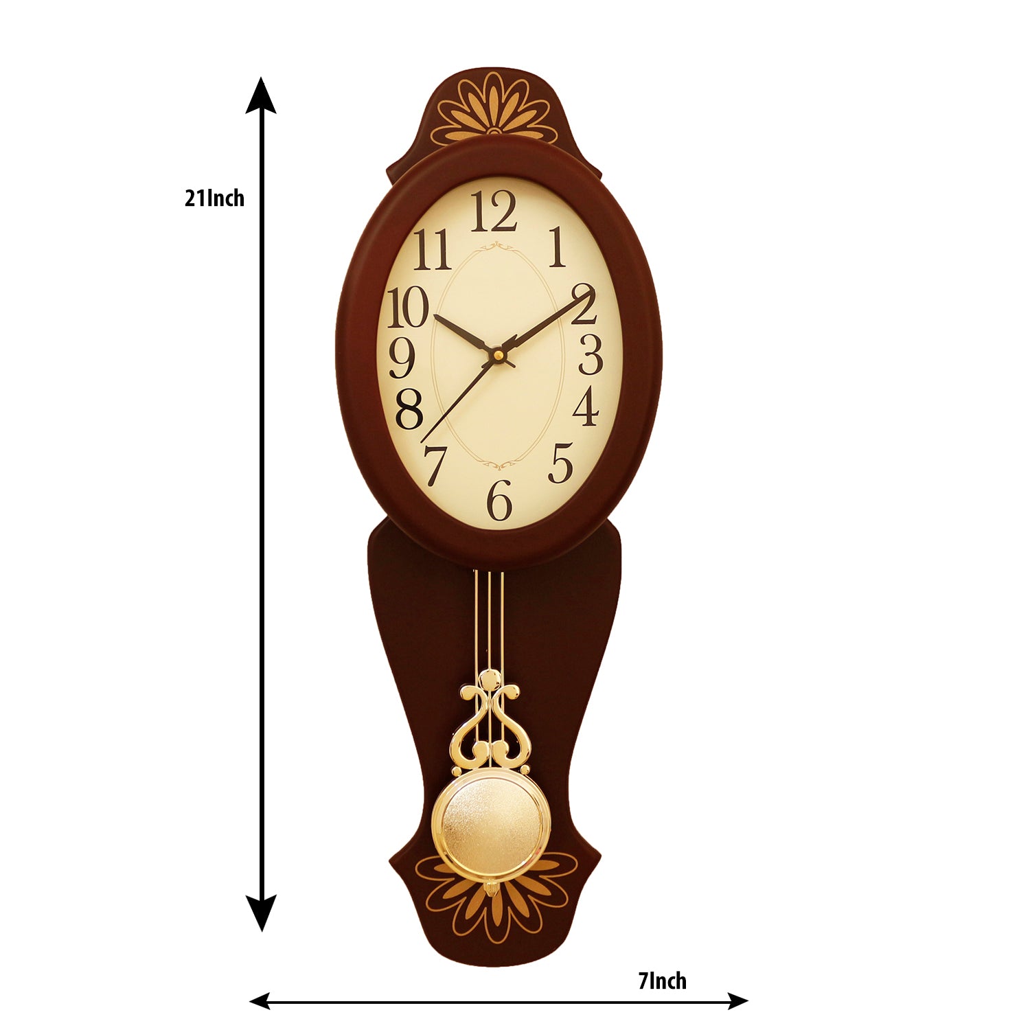 Cola Brown vertical Wooden Analog Pendulum Wall Clock 2