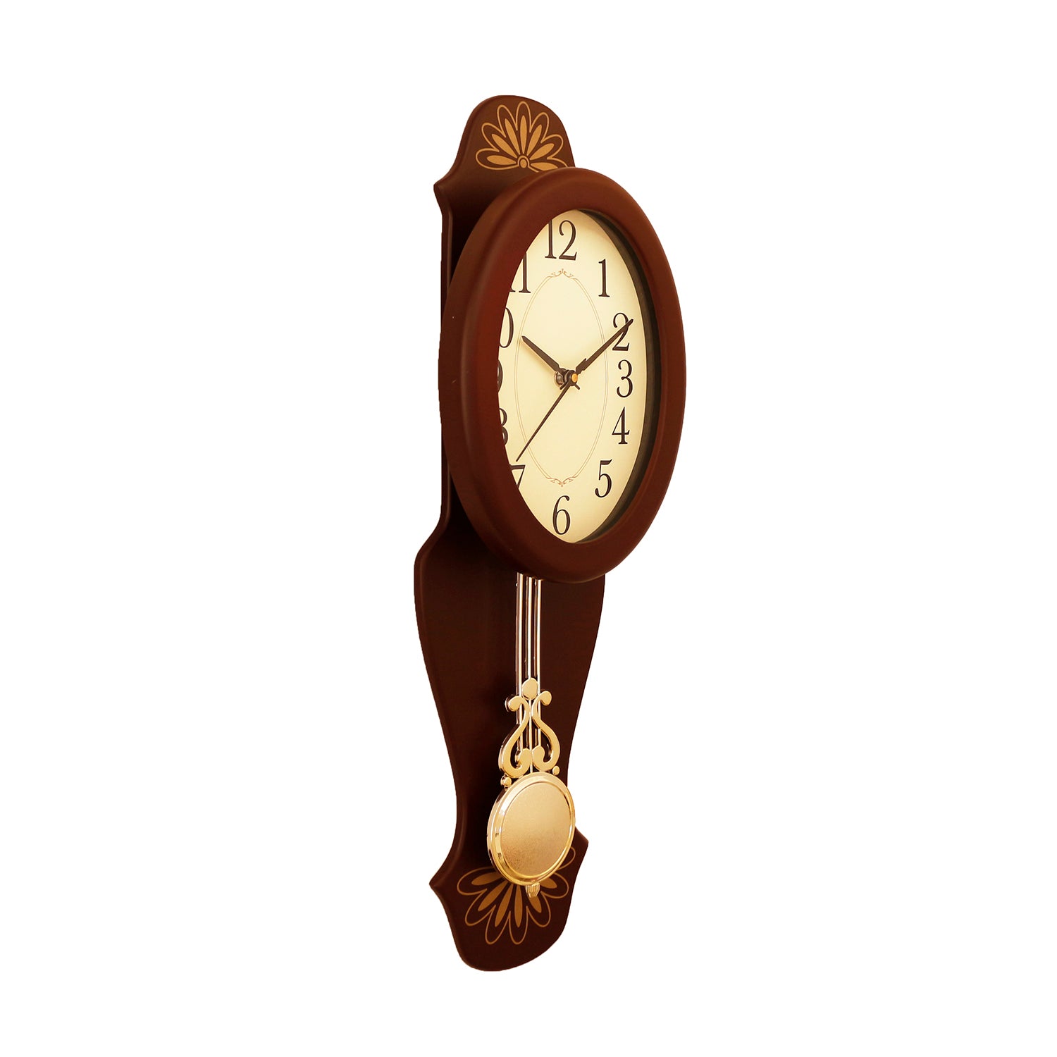 Cola Brown vertical Wooden Analog Pendulum Wall Clock 3