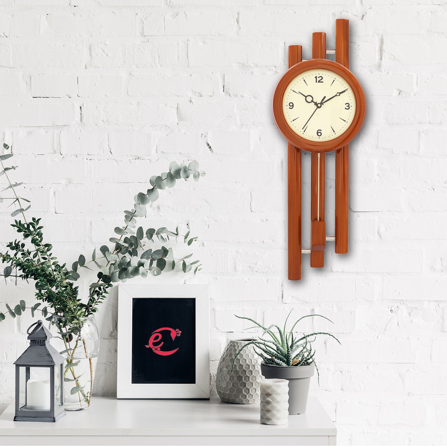Vertical Analog Wooden Pendulum Wall Clock 1