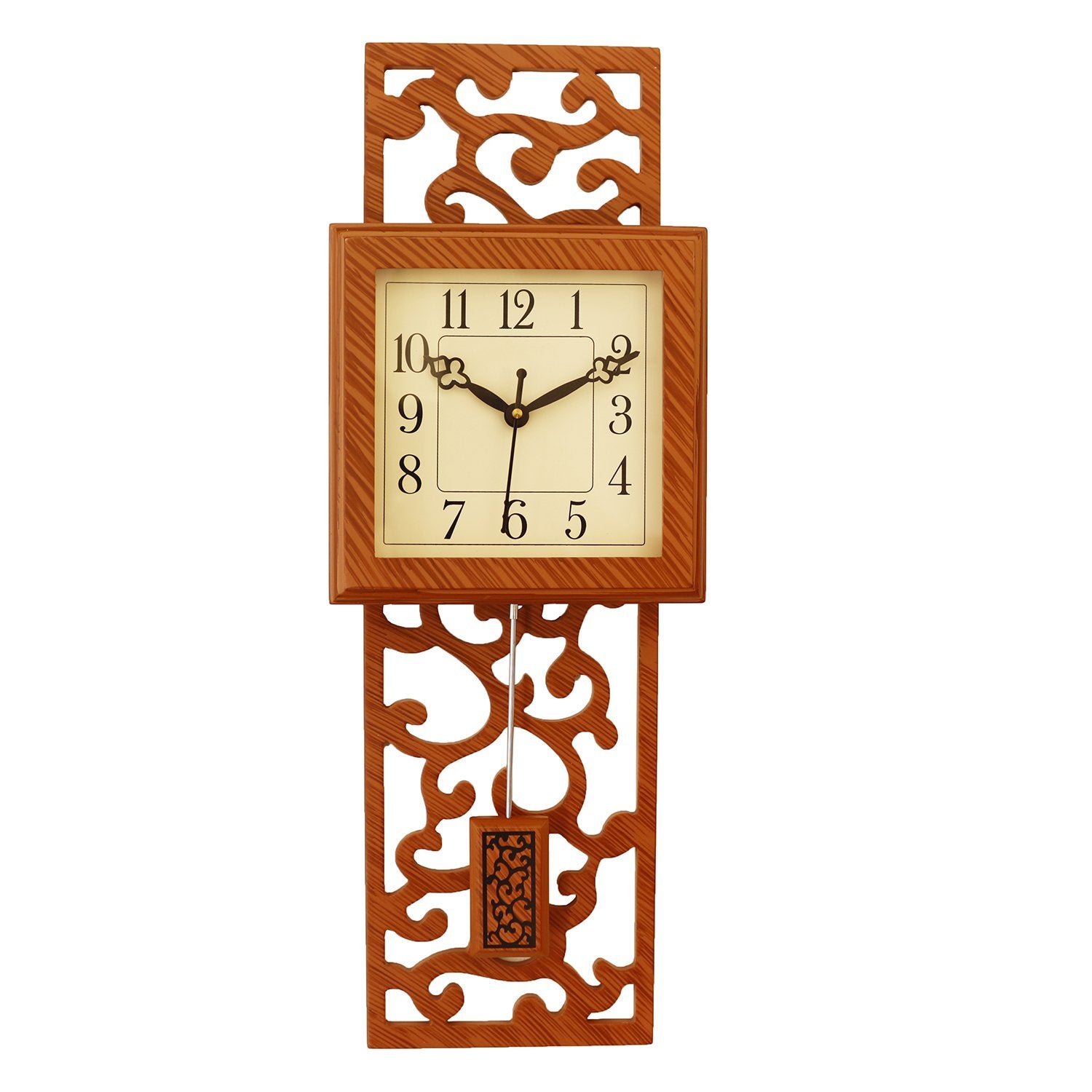 Brown vertical wooden analog wall clock(53 cm x 17.8 cm)