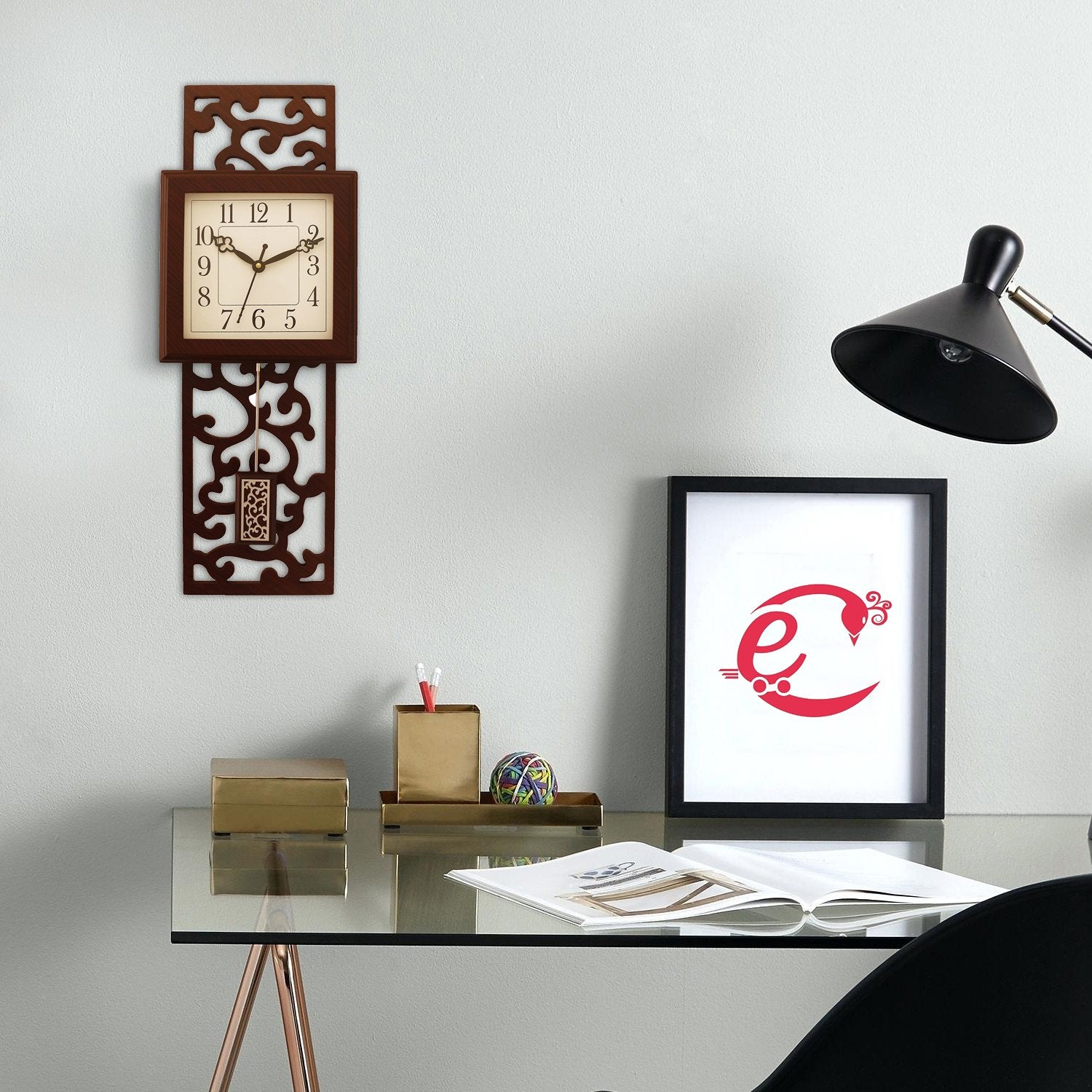 Cola Brown vertical Wooden Analog Designer Pendulum Wall Clock 1