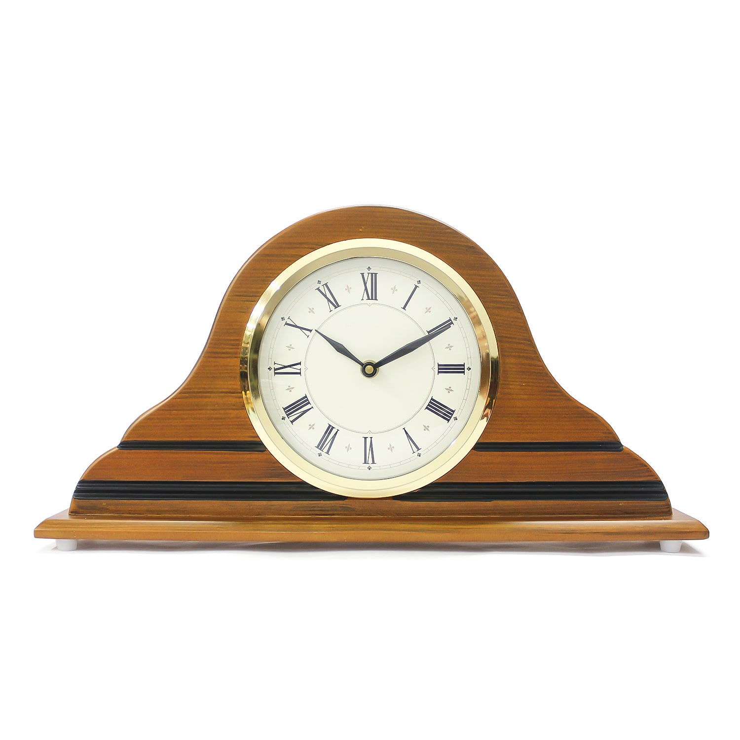 Brown Designer Wooden Frame & Circular Dial Analog Table Clock (21Cm X 40Cm)