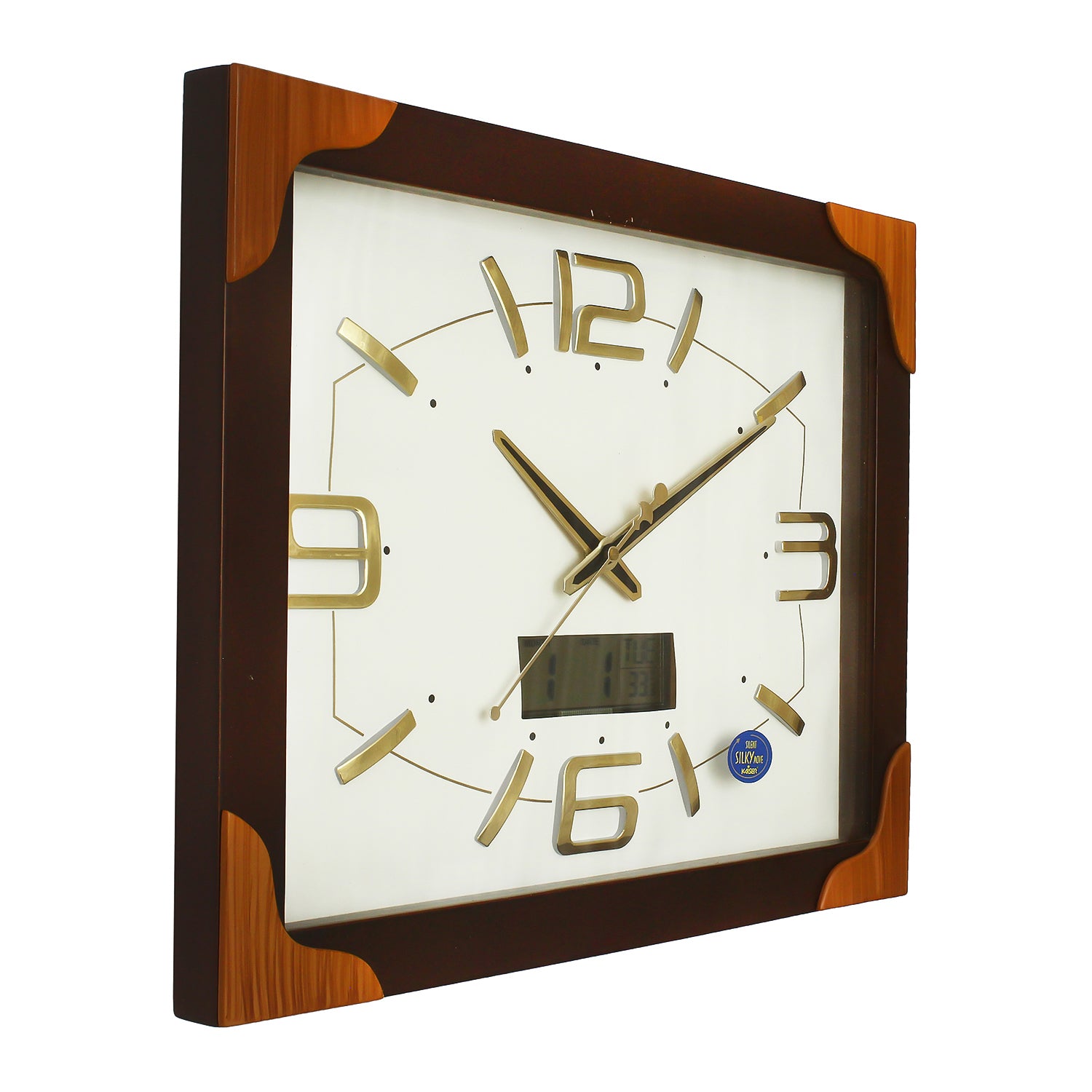 Dark Brown Rectangle Wooden Wall Clock 3