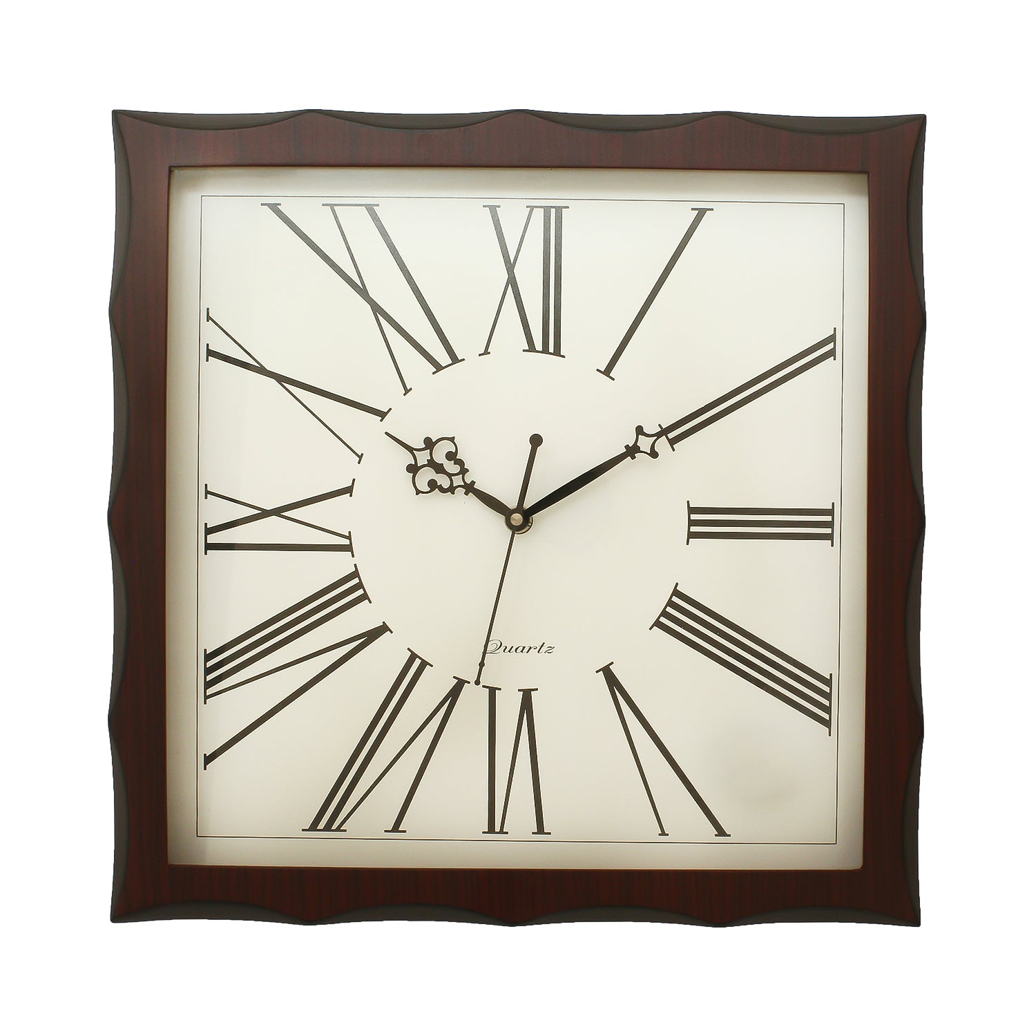 Dark Brown Square Wooden Wall Clock