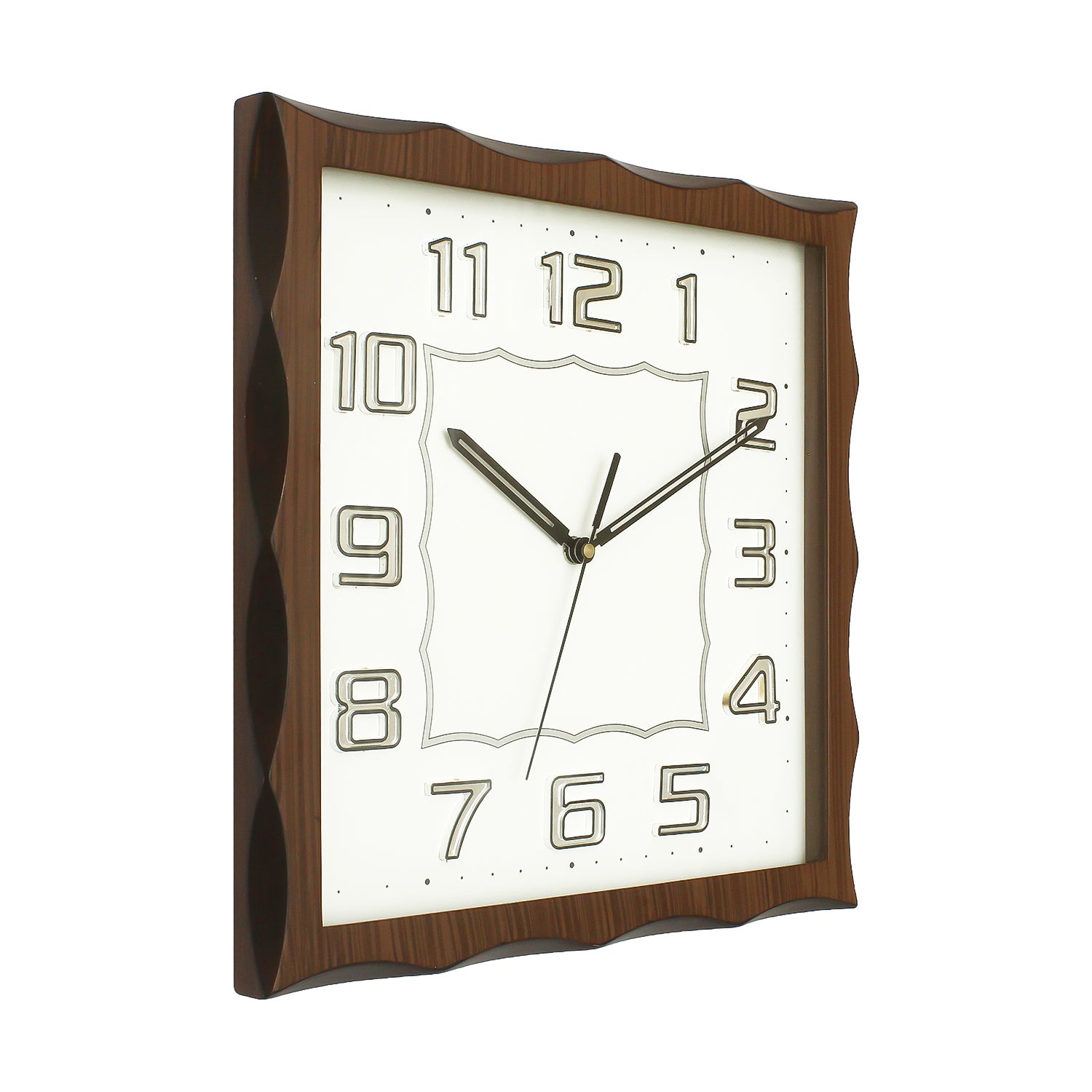 Dark Brown Square Wooden Wall Clock 3