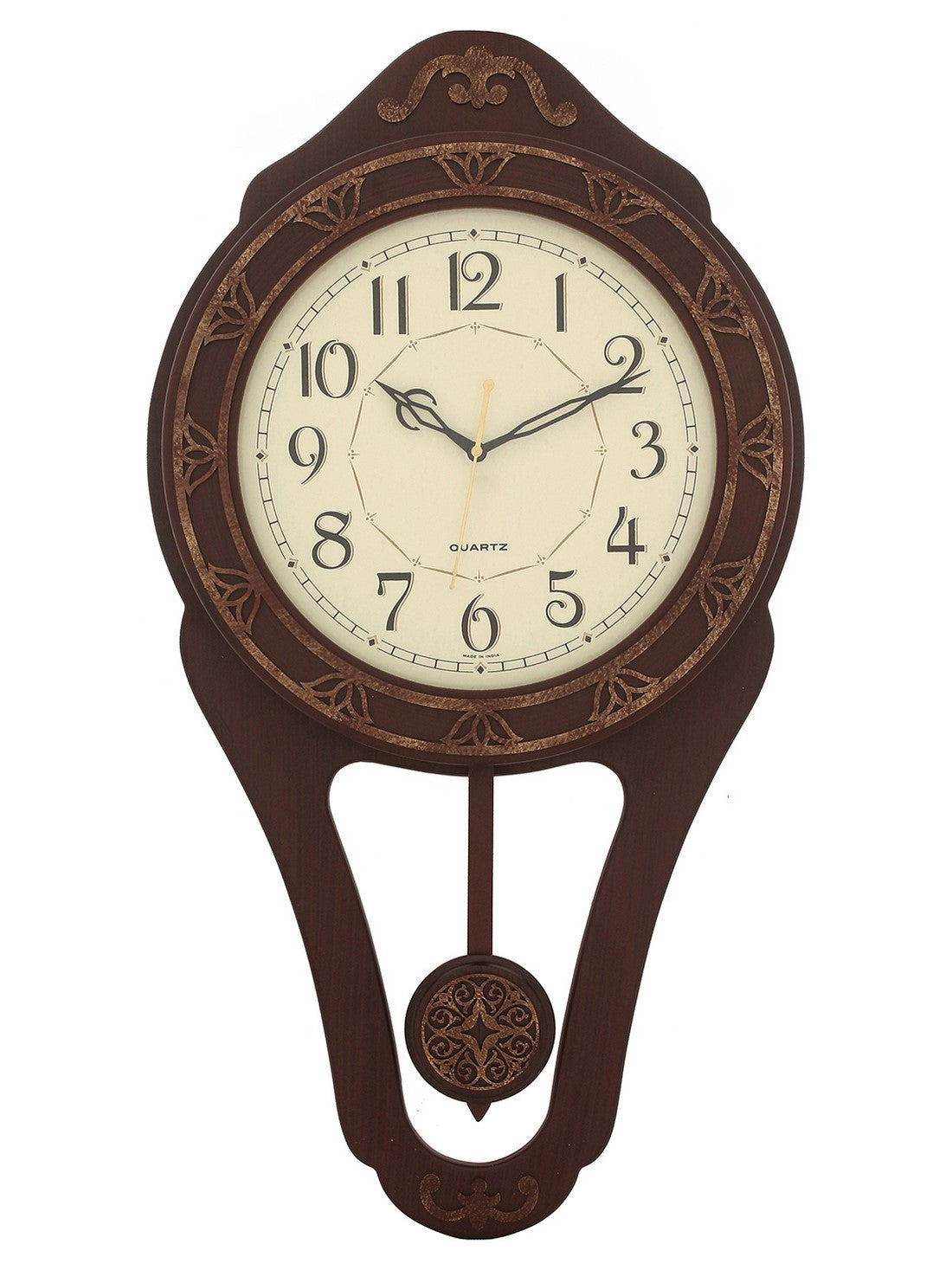 Decorative Wooden Dark Brown  Pendulum Wall Clock