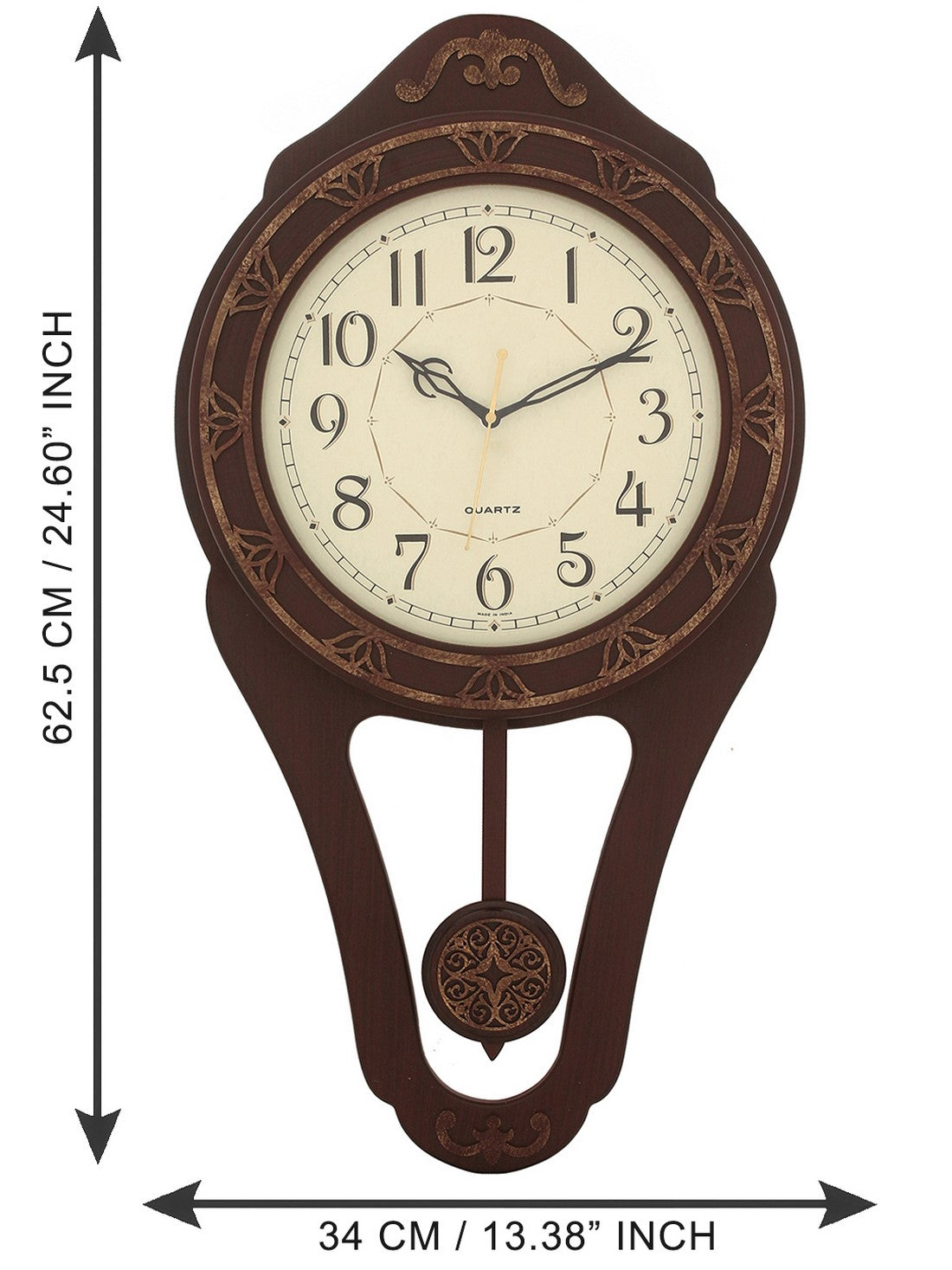 Decorative Wooden Dark Brown  Pendulum Wall Clock 2