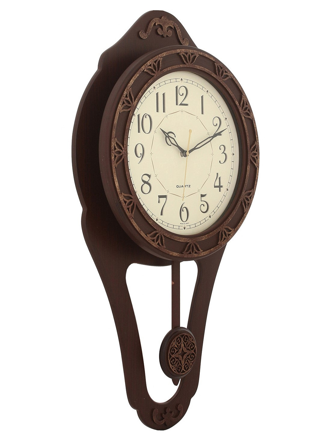 Decorative Wooden Dark Brown  Pendulum Wall Clock 3
