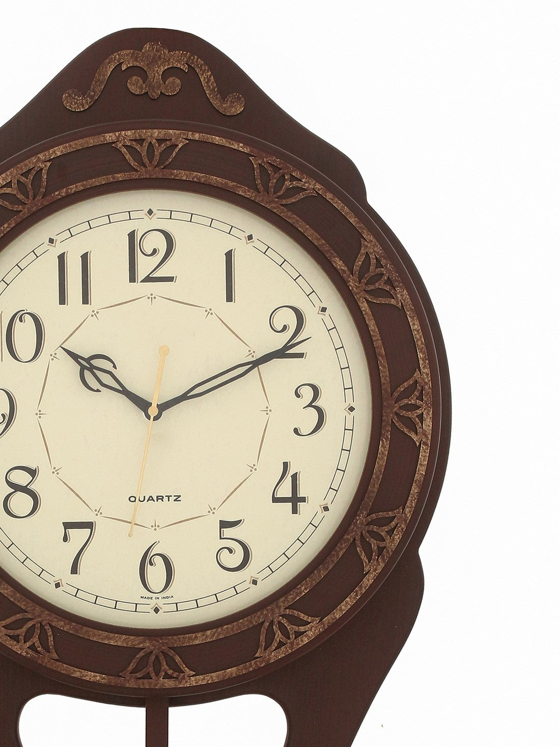 Decorative Wooden Dark Brown  Pendulum Wall Clock 4