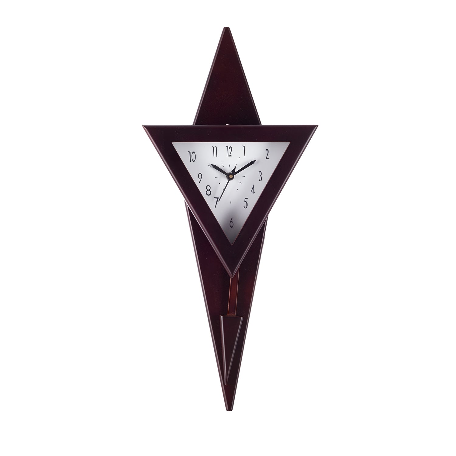 Decorative Analog Triangle Shape Wooden Pendulum Wall Clock