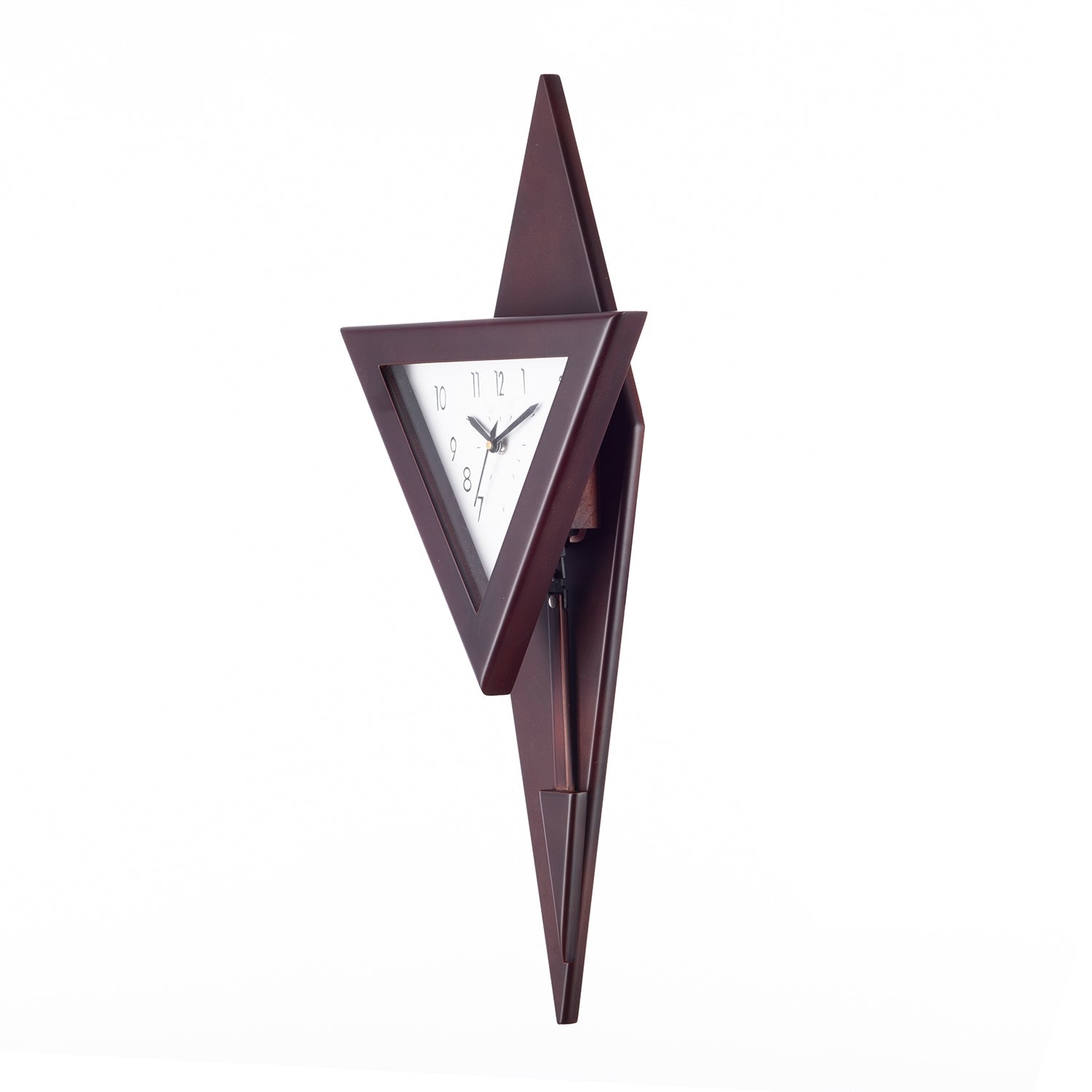 Decorative Analog Triangle Shape Wooden Pendulum Wall Clock 2