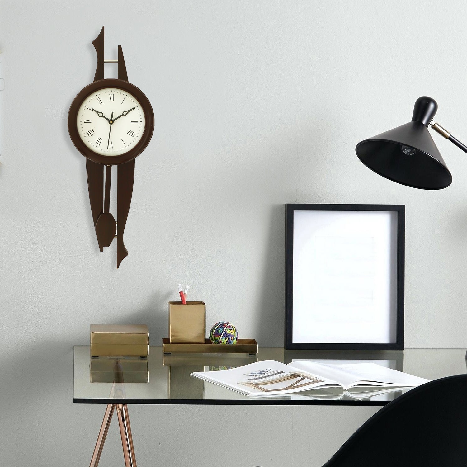 Dark Brown Vertical Wooden Wall Clock 1