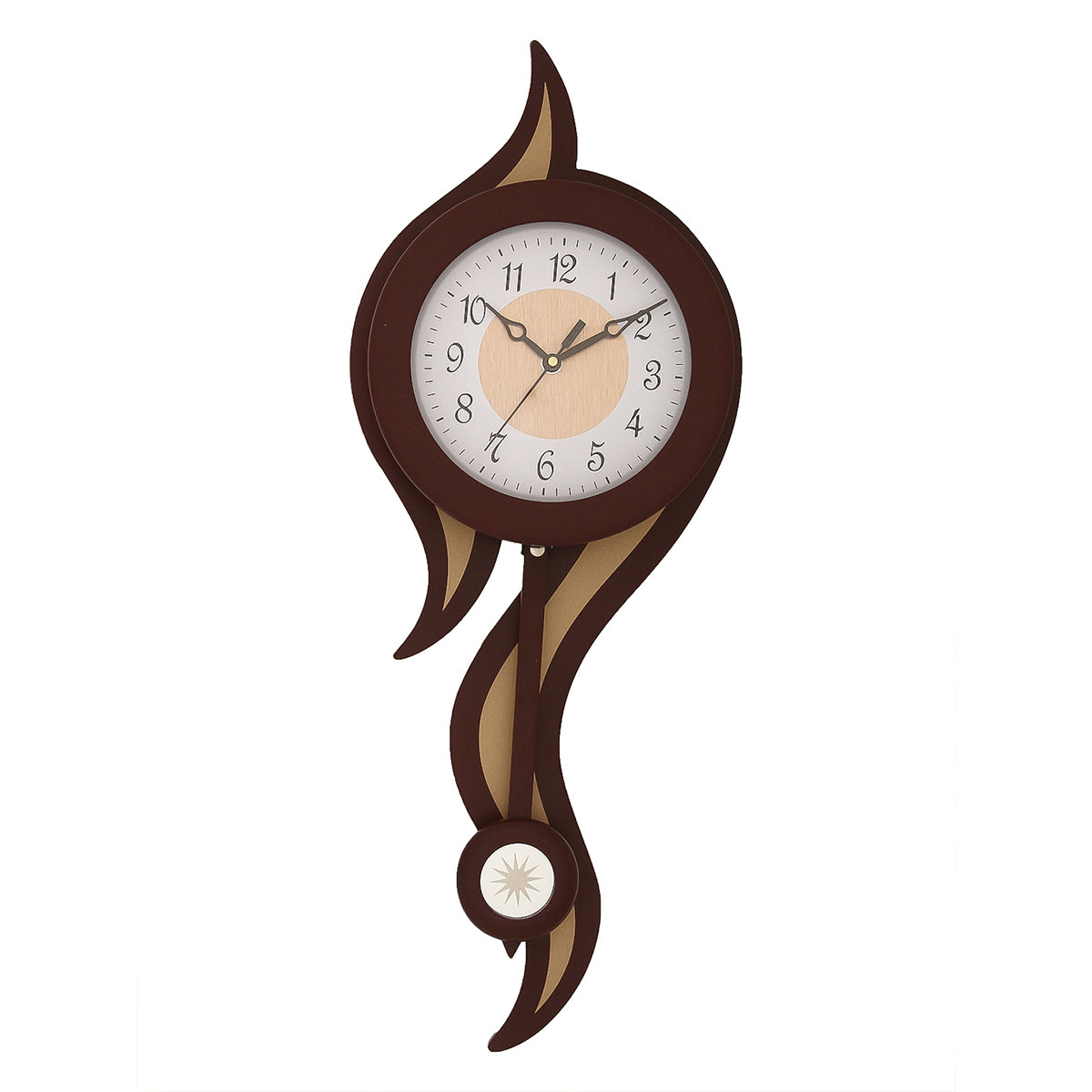 Premium Brown Round Pendulum Designer Analog Wall Clock