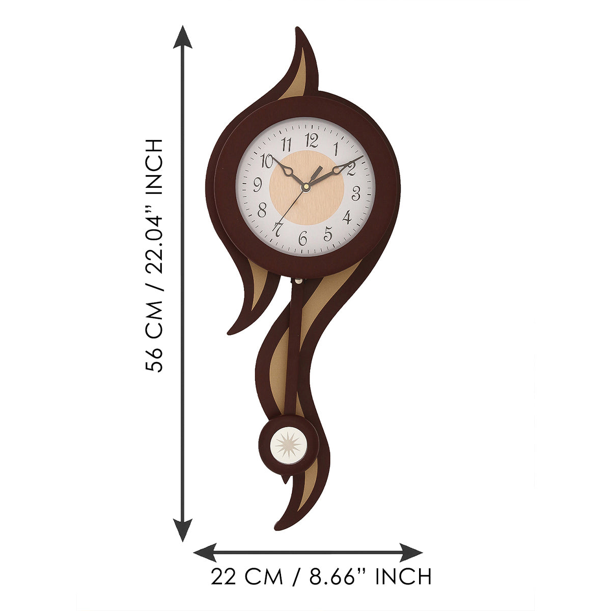 Premium Brown Round Pendulum Designer Analog Wall Clock 2