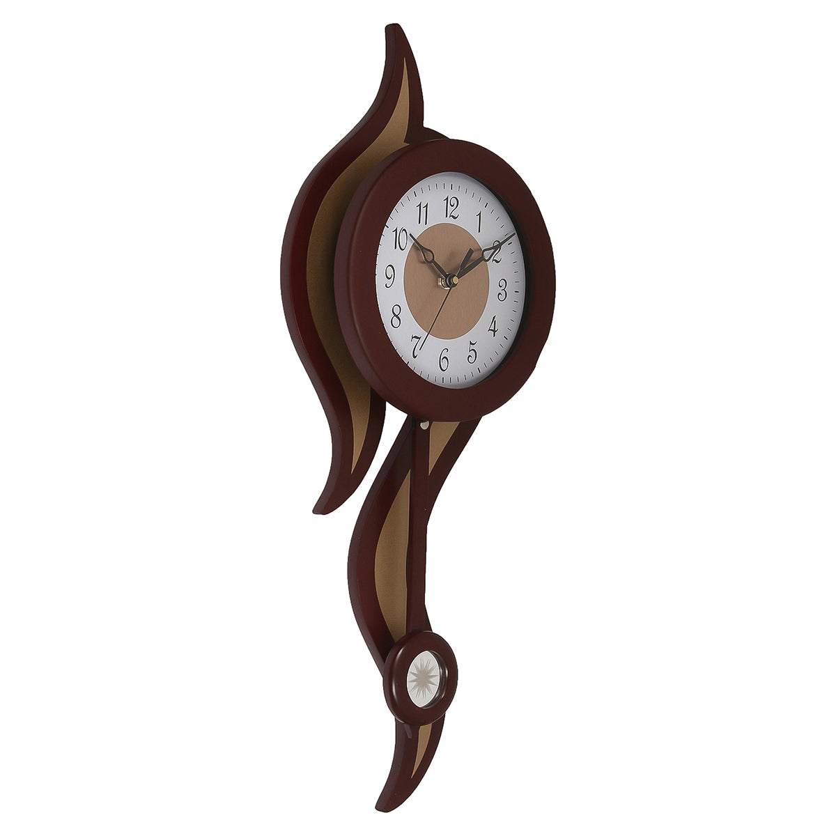 Premium Brown Round Pendulum Designer Analog Wall Clock 3