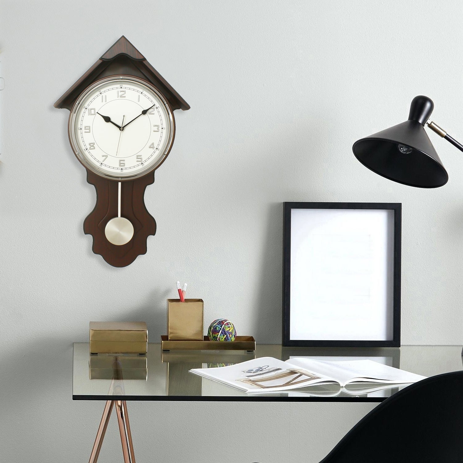 Dark Brown Vertical Wooden Wall Clock 1