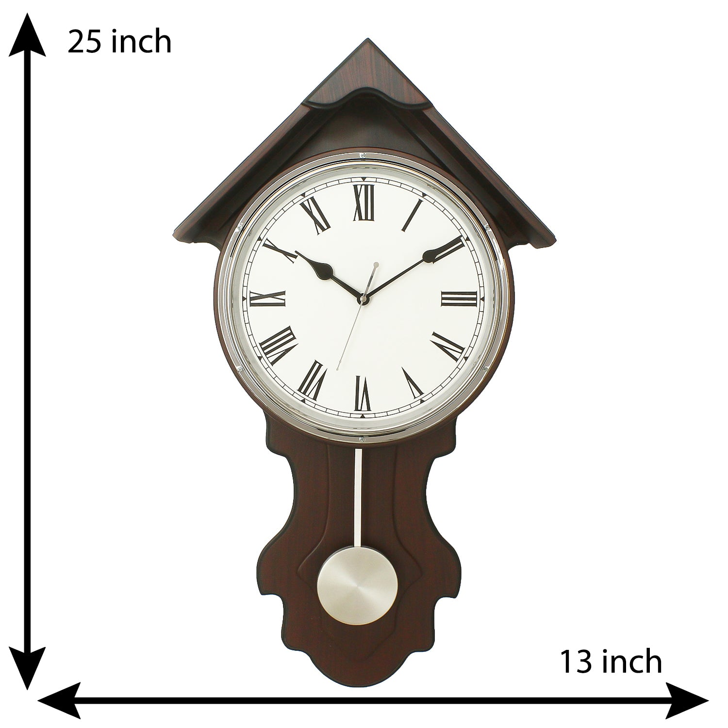 Circular Dial Vertical Analog Wooden Pendulum Wall Clock 2