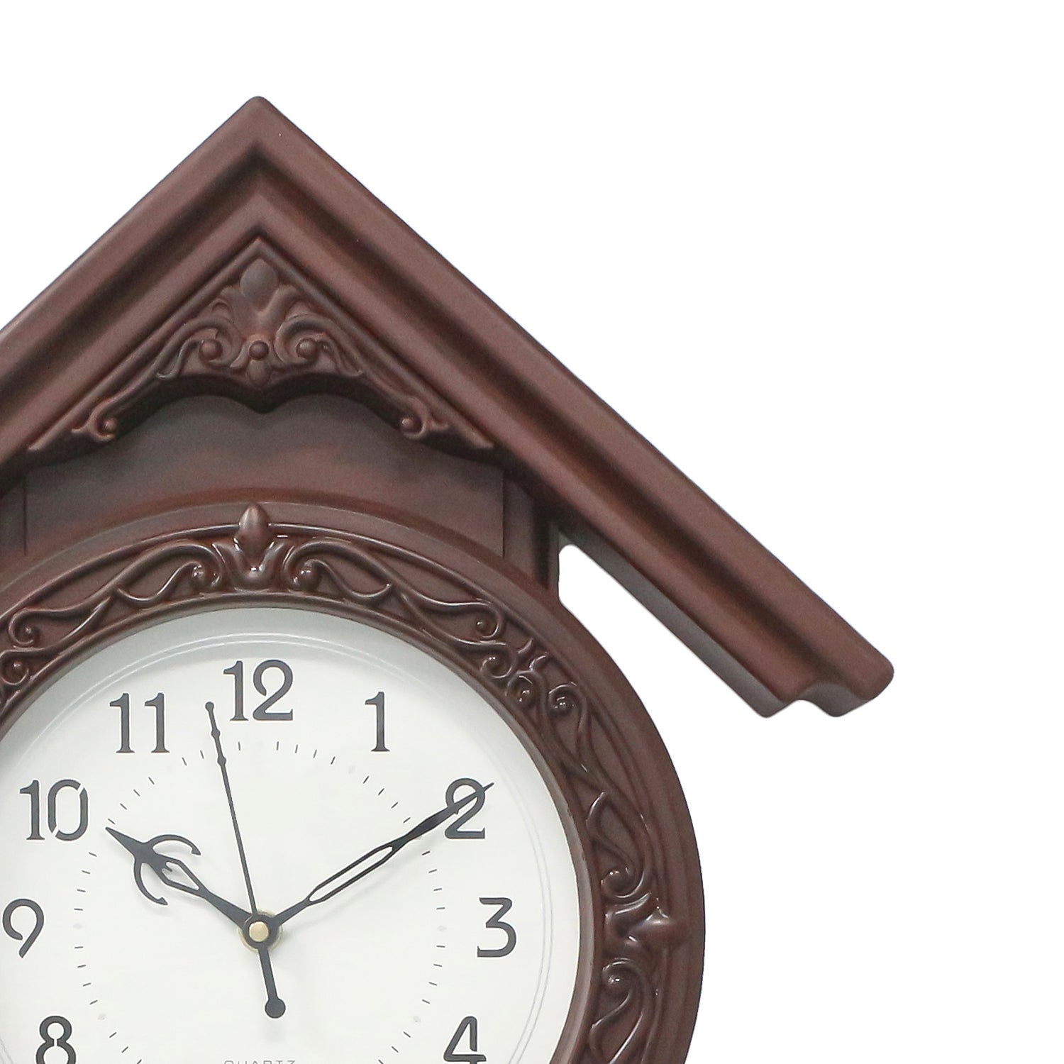 Brown Plastic Circular Dial Vertical Analog Decorative Pendulum Wall Clock 4