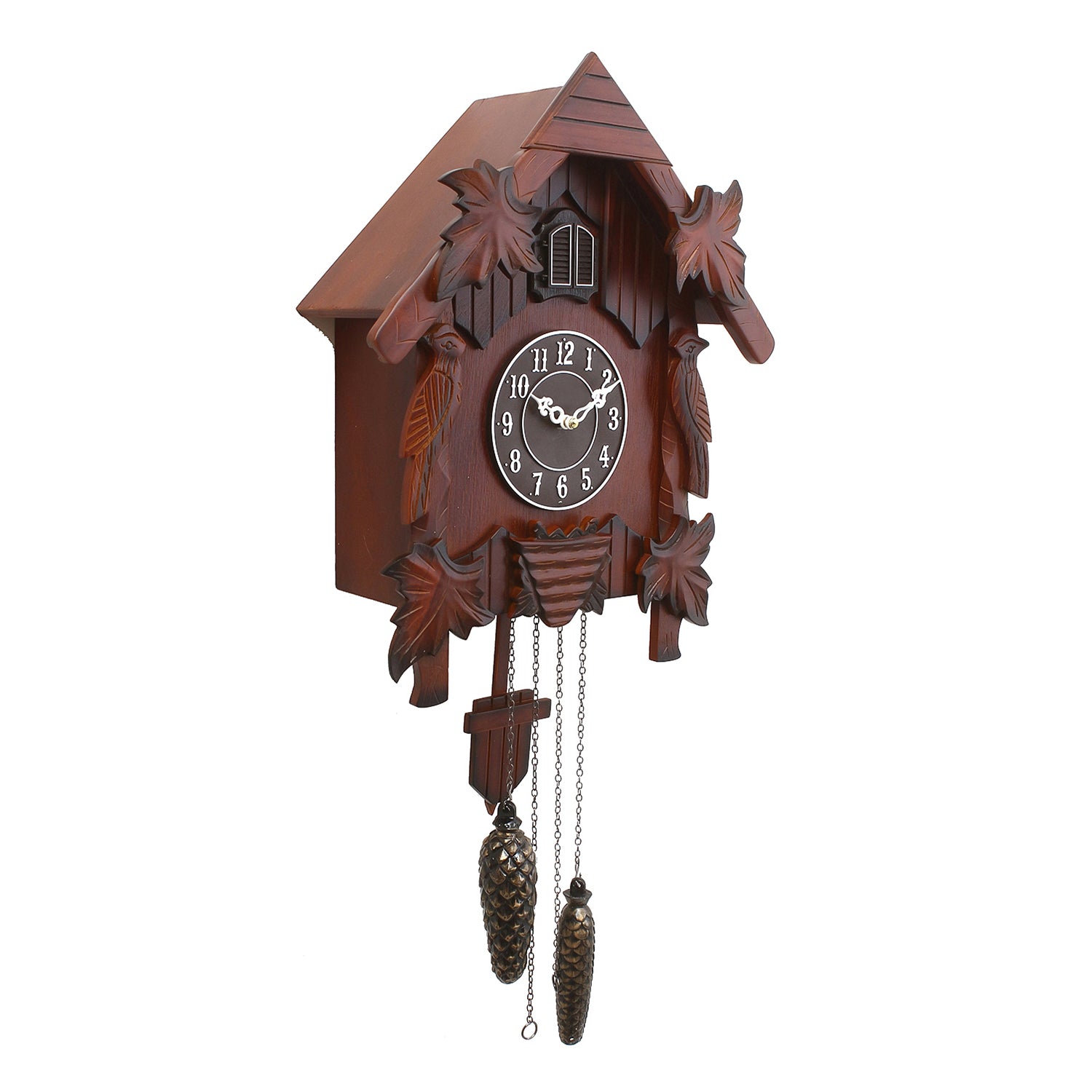 Brown Wooden Designer Hut Shaped Pendulum Cuckoo Wall Clock 3
