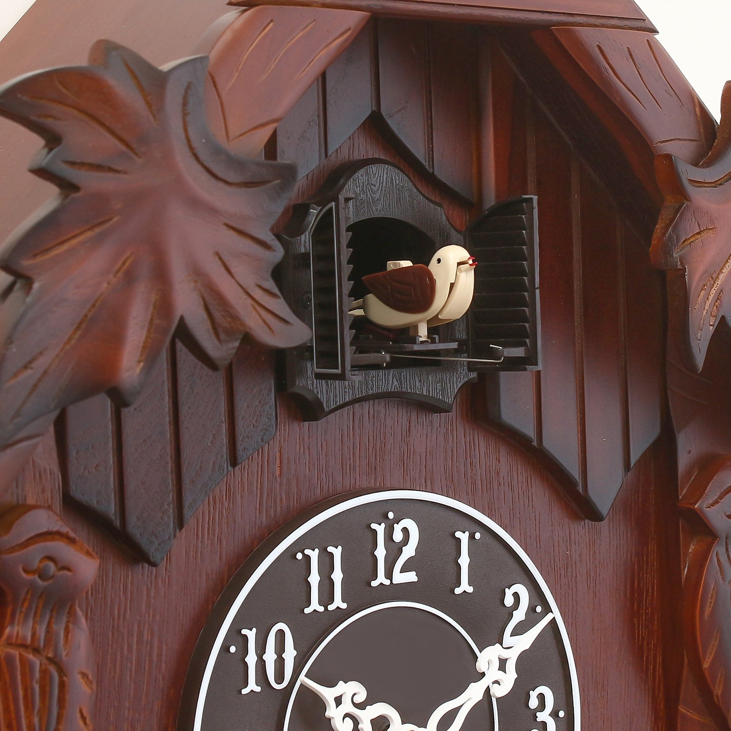 Brown Wooden Designer Hut Shaped Pendulum Cuckoo Wall Clock 4