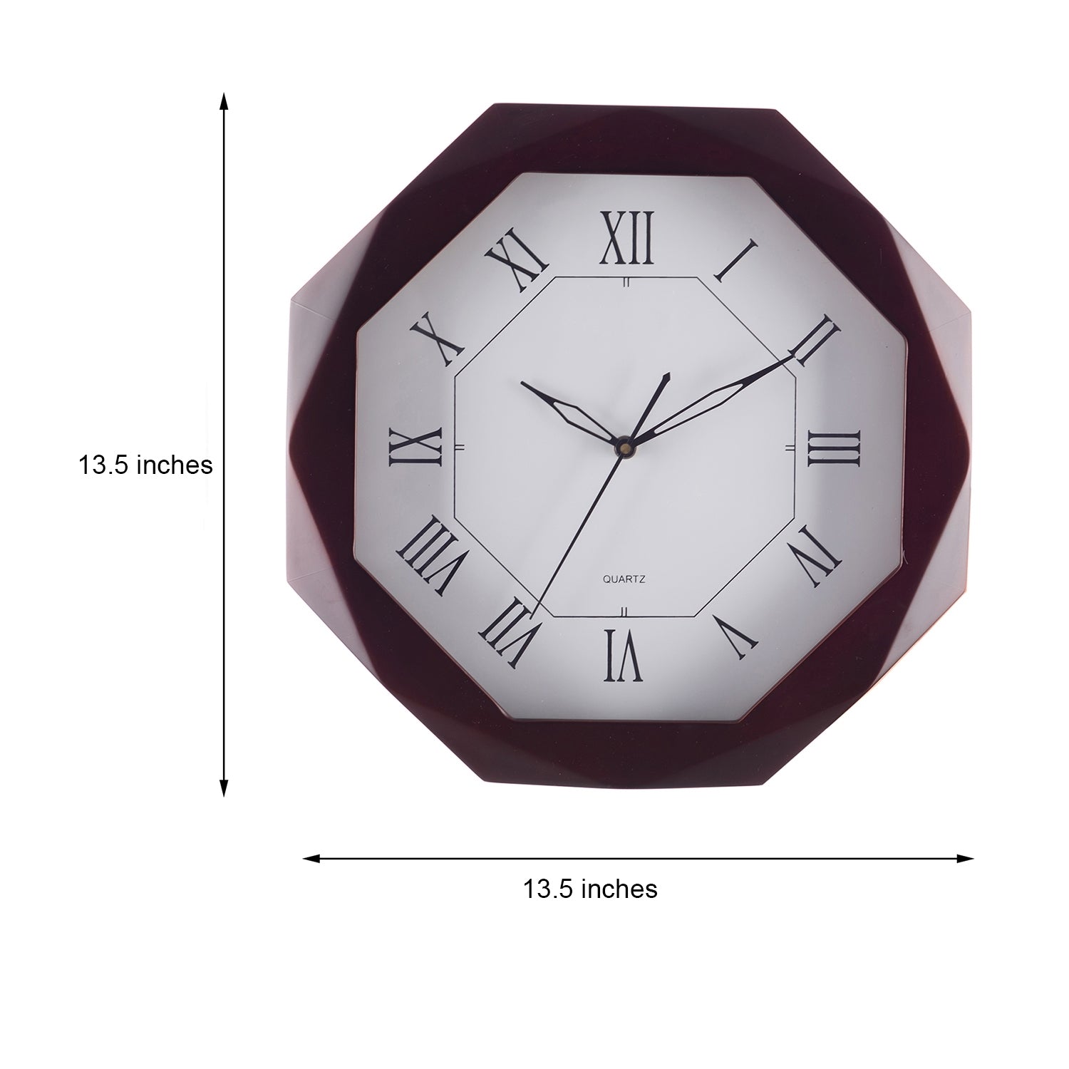 Premium Decorative Analog Brown Octangle Shape Wooden Wall Clock 1