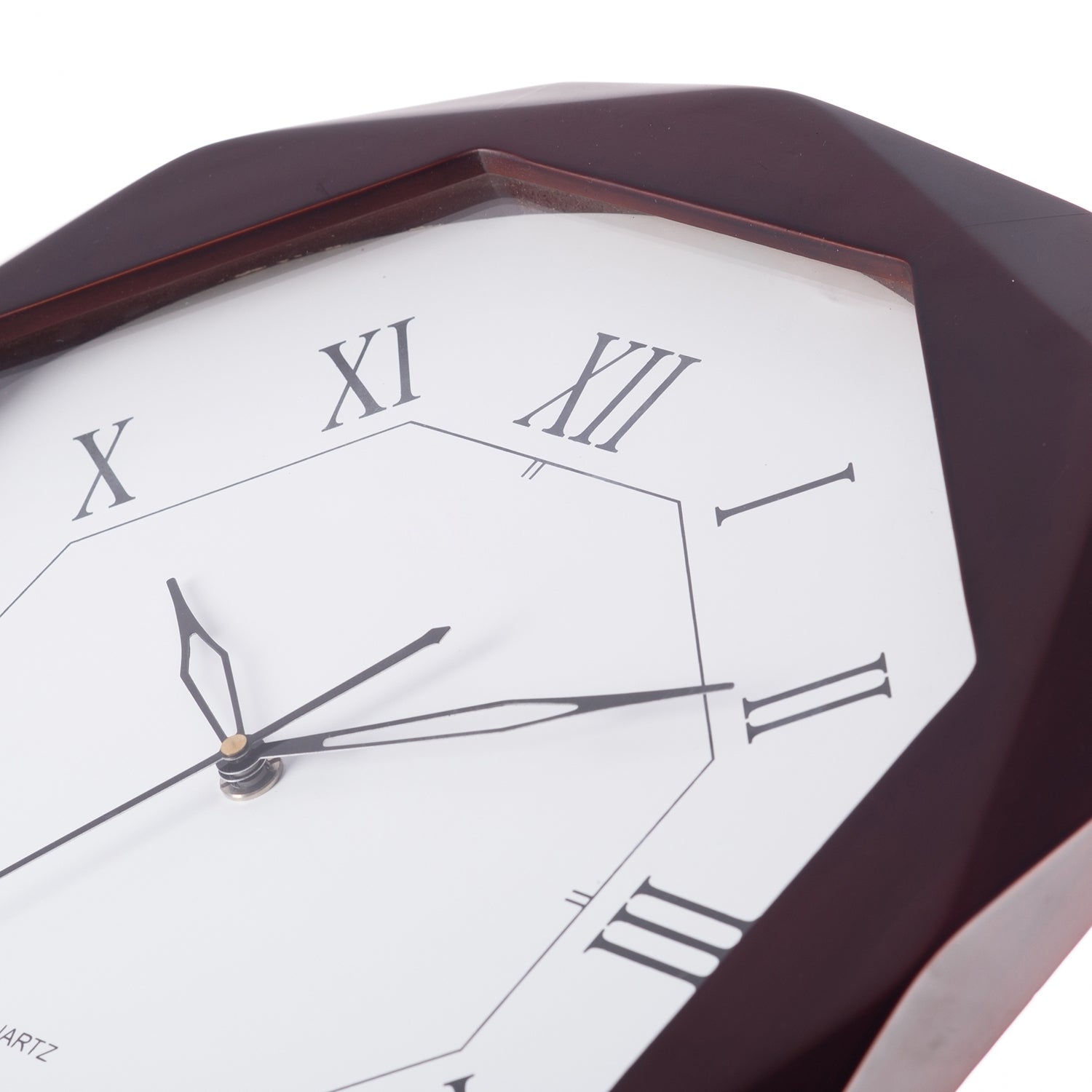 Premium Decorative Analog Brown Octangle Shape Wooden Wall Clock 3