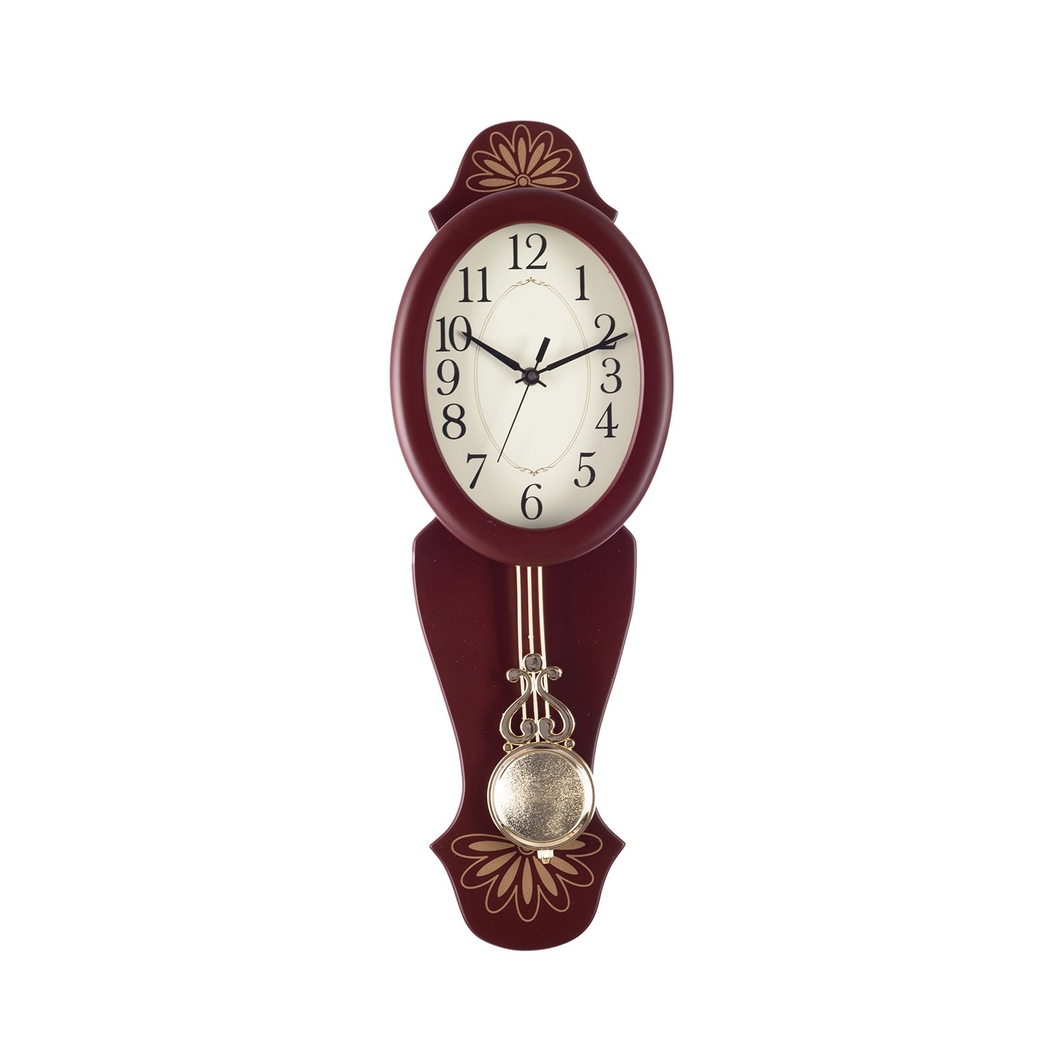 Decorative Analog Brown Oval Pendulum Wall clock