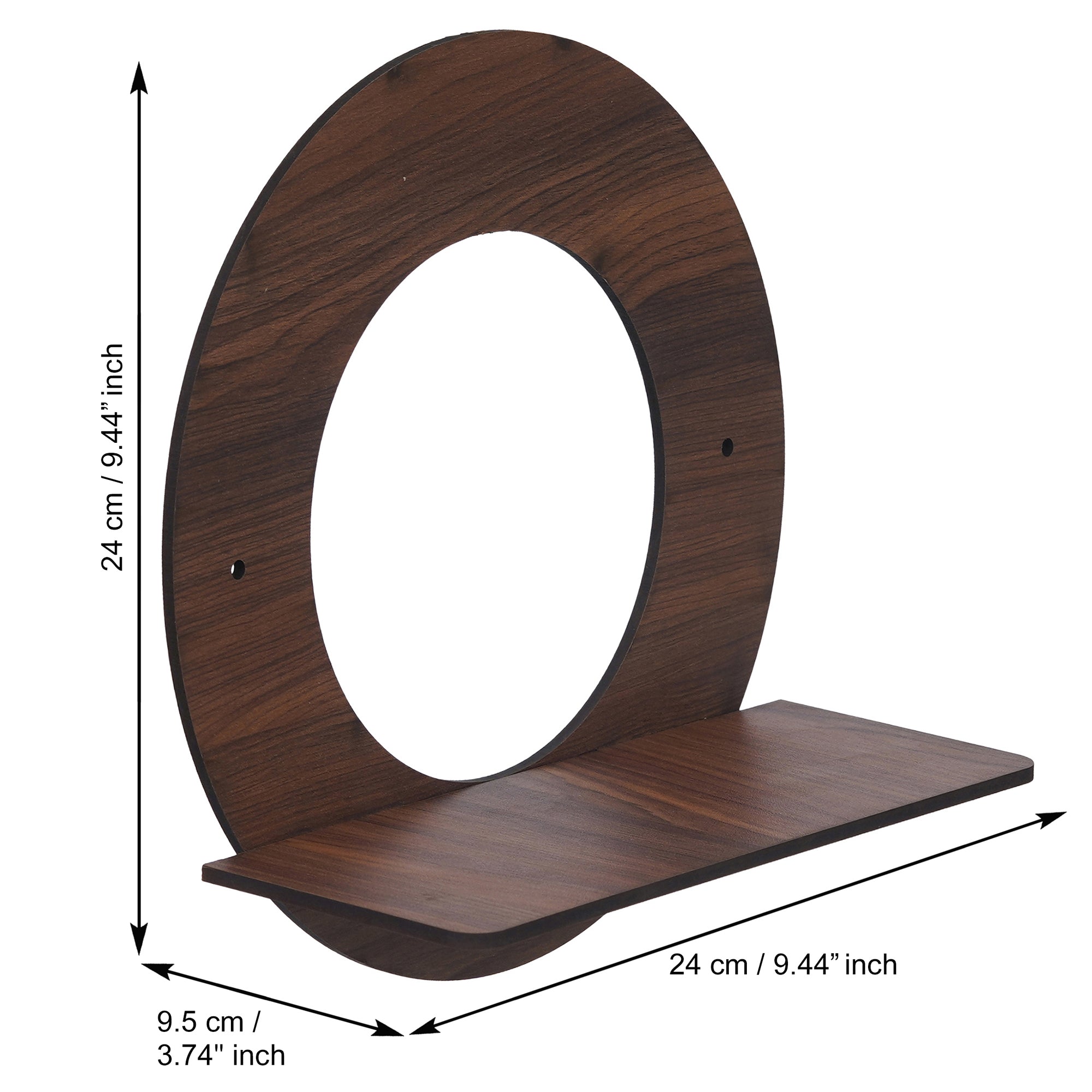 eCraftIndia Dark Brown Multipurpose Round Shaped Wooden Wall Shelf 3