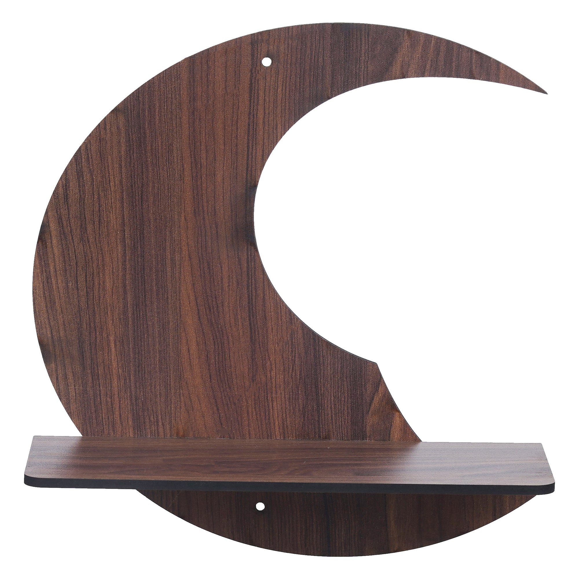 eCraftIndia Brown Moon Shape Designer Wooden Wall Shelf 2