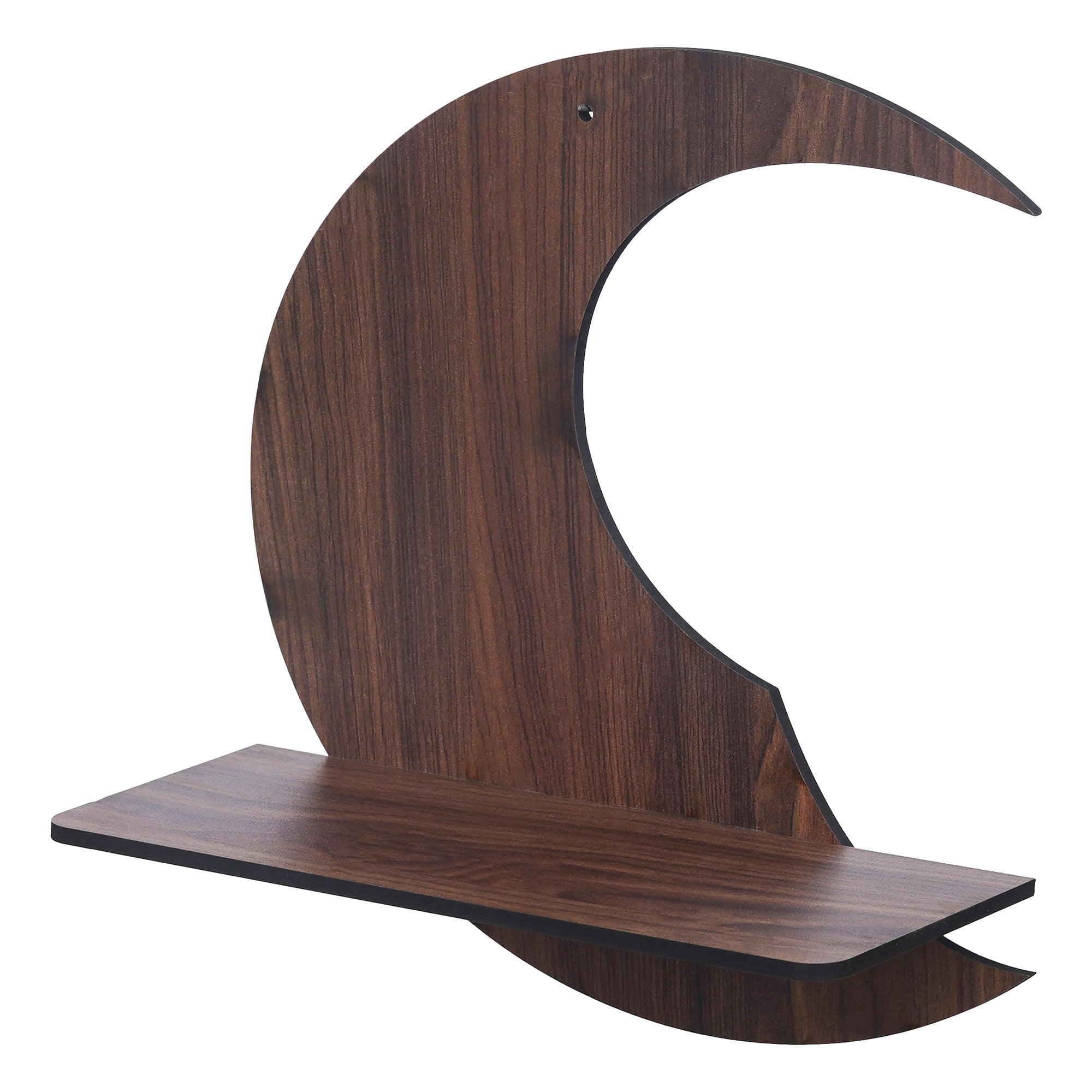 eCraftIndia Brown Moon Shape Designer Wooden Wall Shelf 5