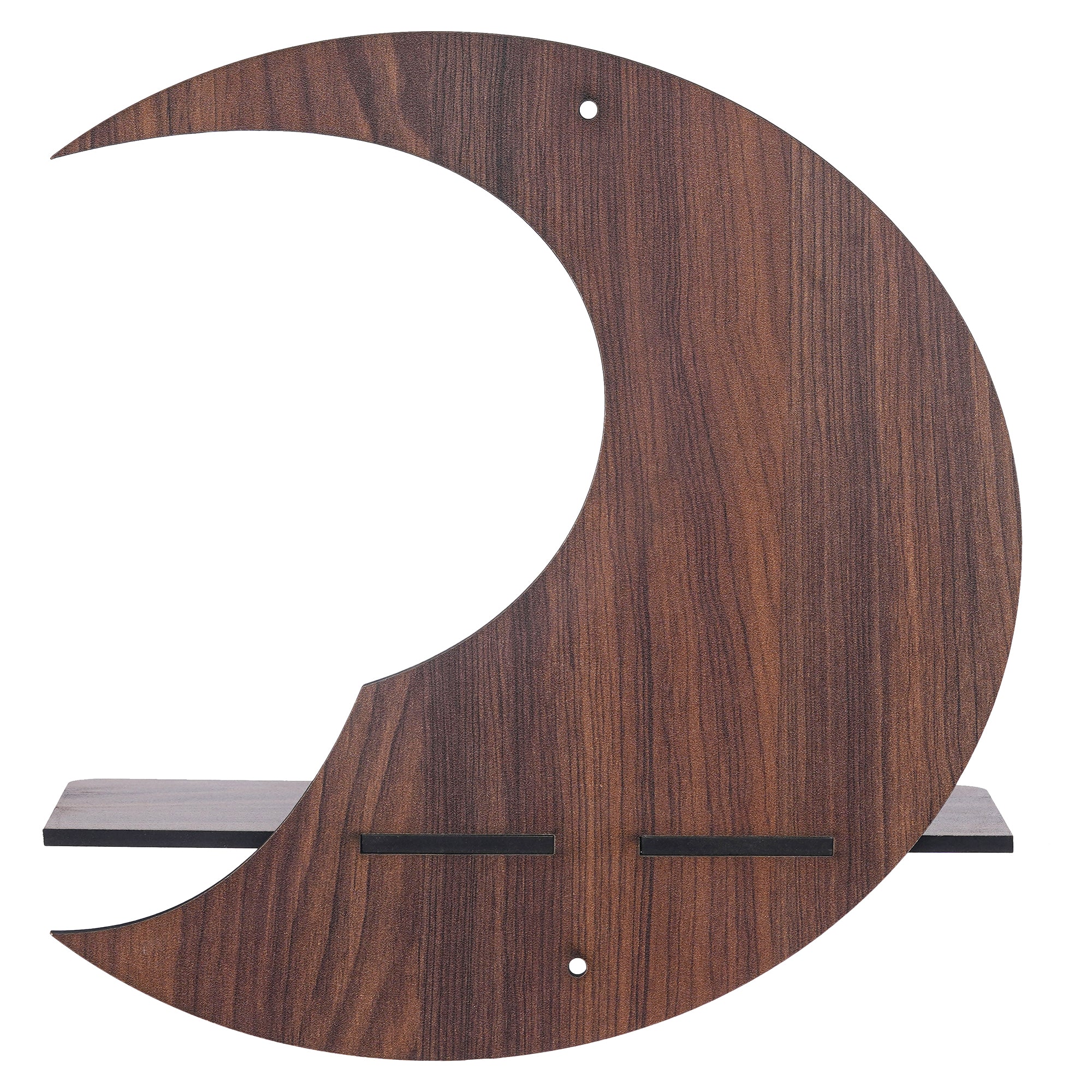 eCraftIndia Brown Moon Shape Designer Wooden Wall Shelf 6