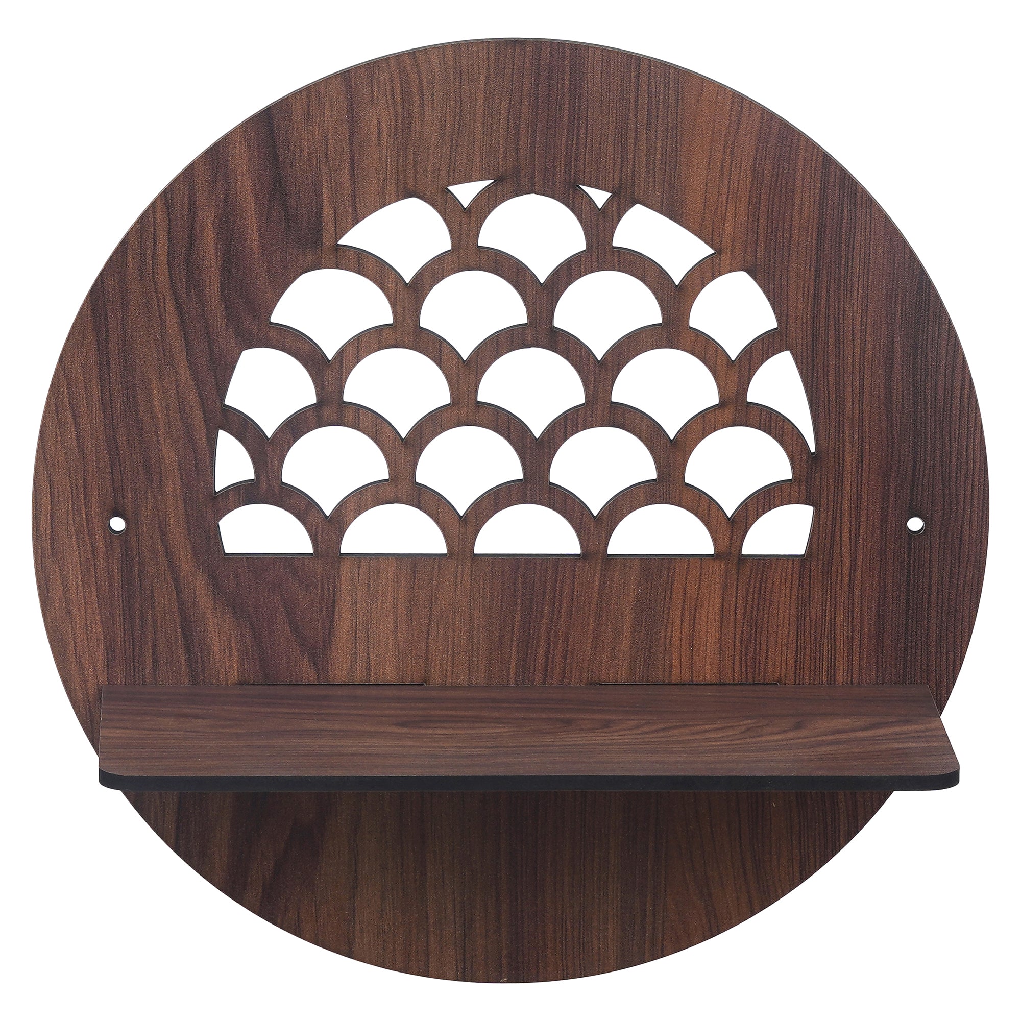 eCraftIndia Brown Round Shape Designer Wooden Wall Shelf 2