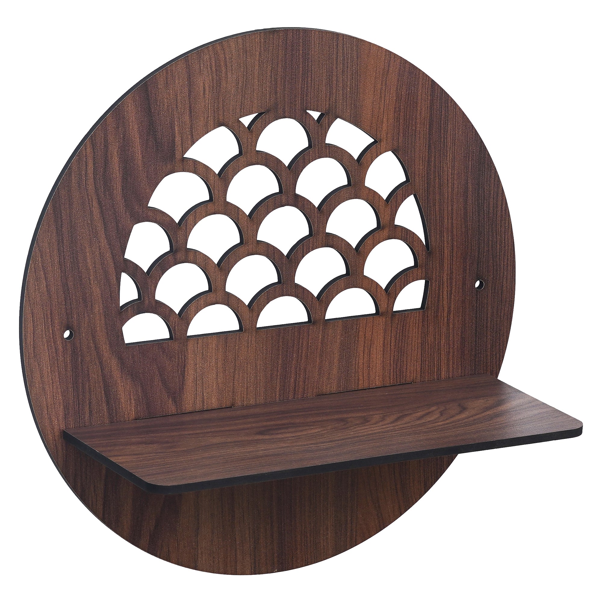 eCraftIndia Brown Round Shape Designer Wooden Wall Shelf 4
