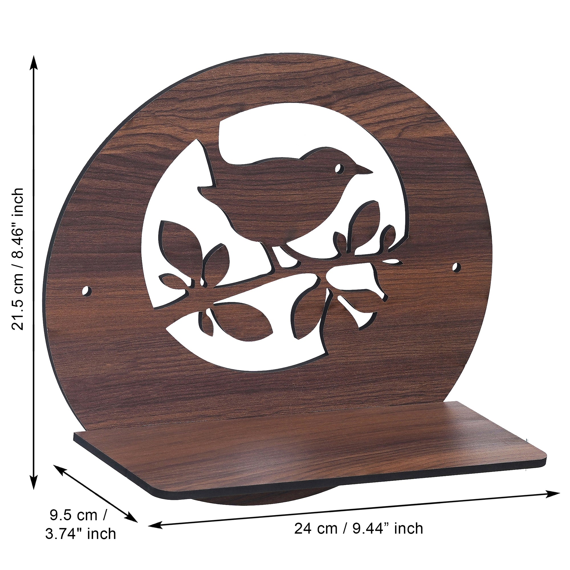 eCraftIndia Birds On a Tree Branch Cut Out Wooden Wall Shelf 3