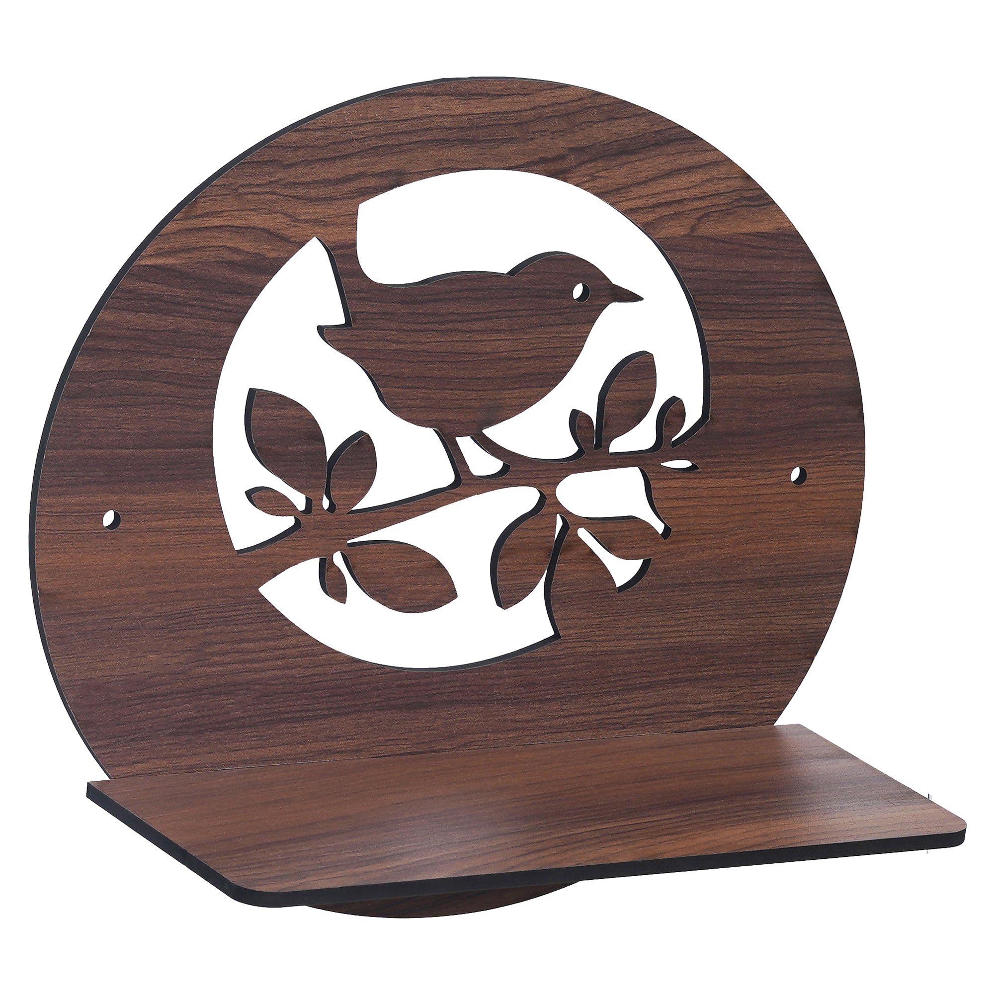 eCraftIndia Birds On a Tree Branch Cut Out Wooden Wall Shelf 4
