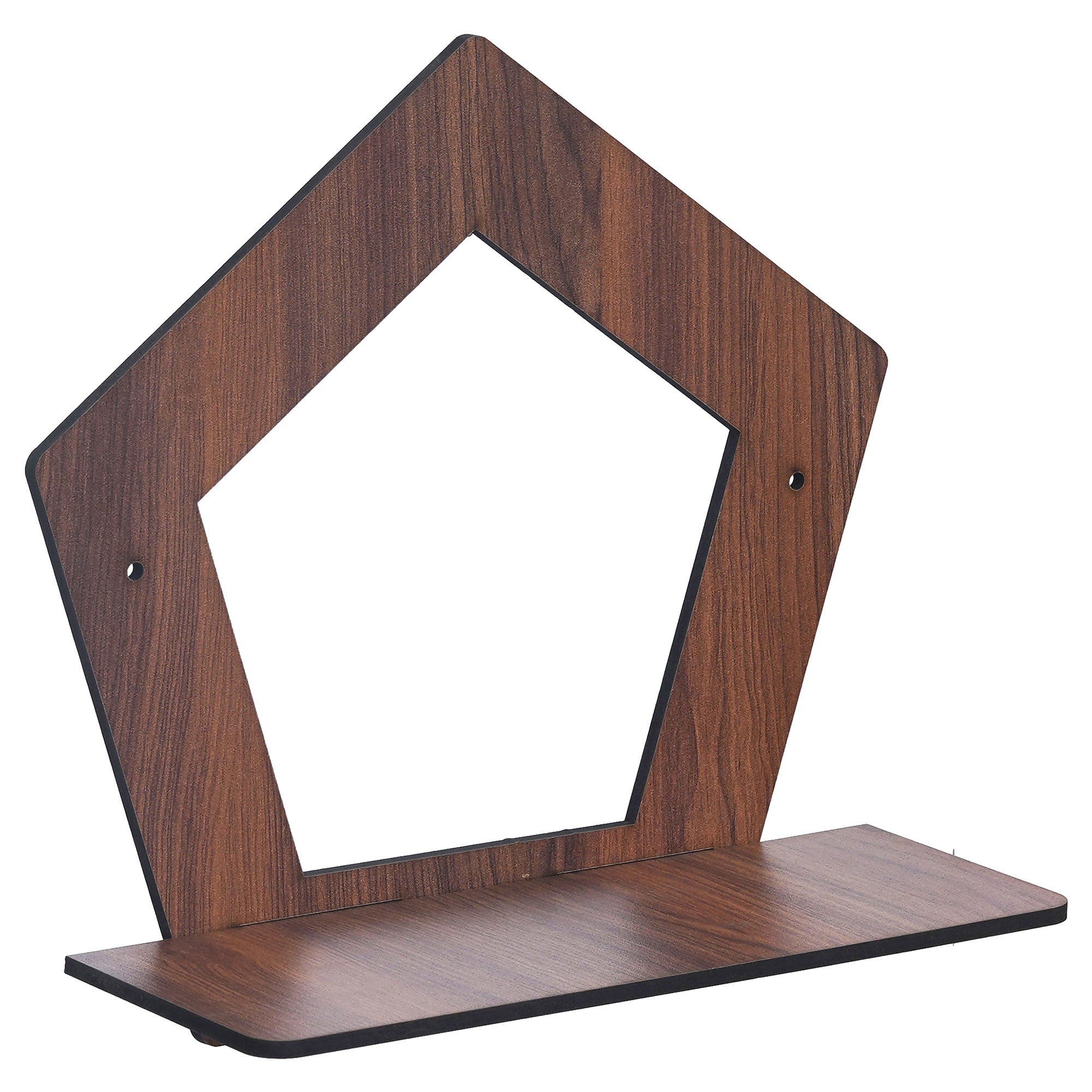 eCraftIndia Set of 4 Brown Pentagon Shape Wooden Wall Shelves 4