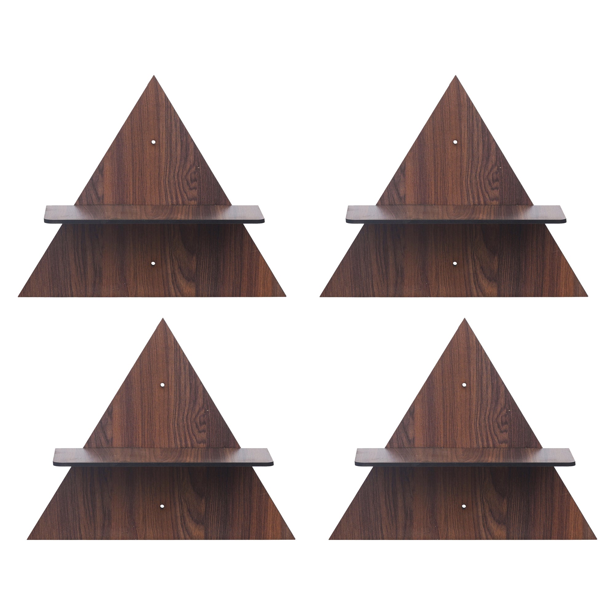 eCraftIndia Set of 4 Brown Triangle Shape Wooden Wall Shelves 2