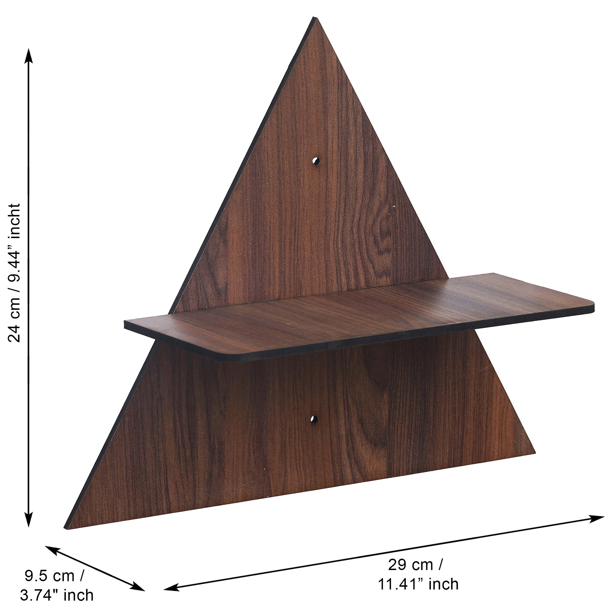 eCraftIndia Set of 4 Brown Triangle Shape Wooden Wall Shelves 3