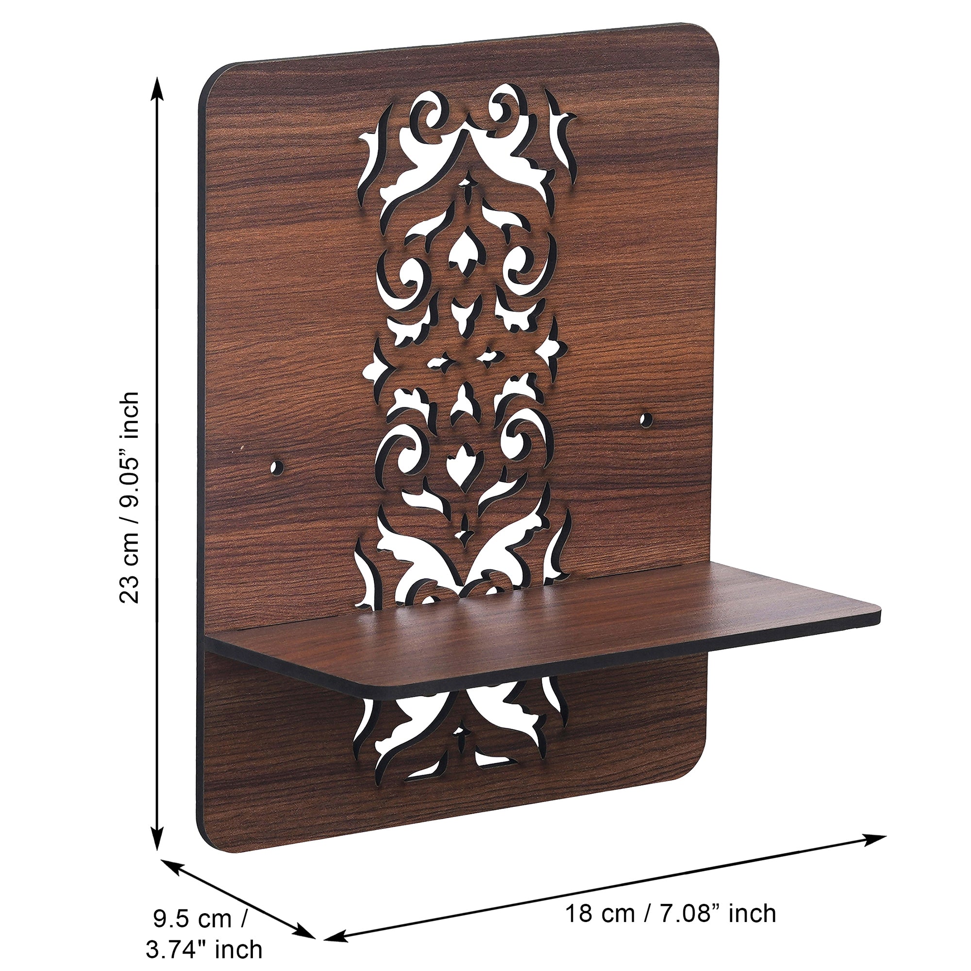 eCraftIndia Set of 4 Brown Rectangle Shape Designer Wooden Wall Shelves 3
