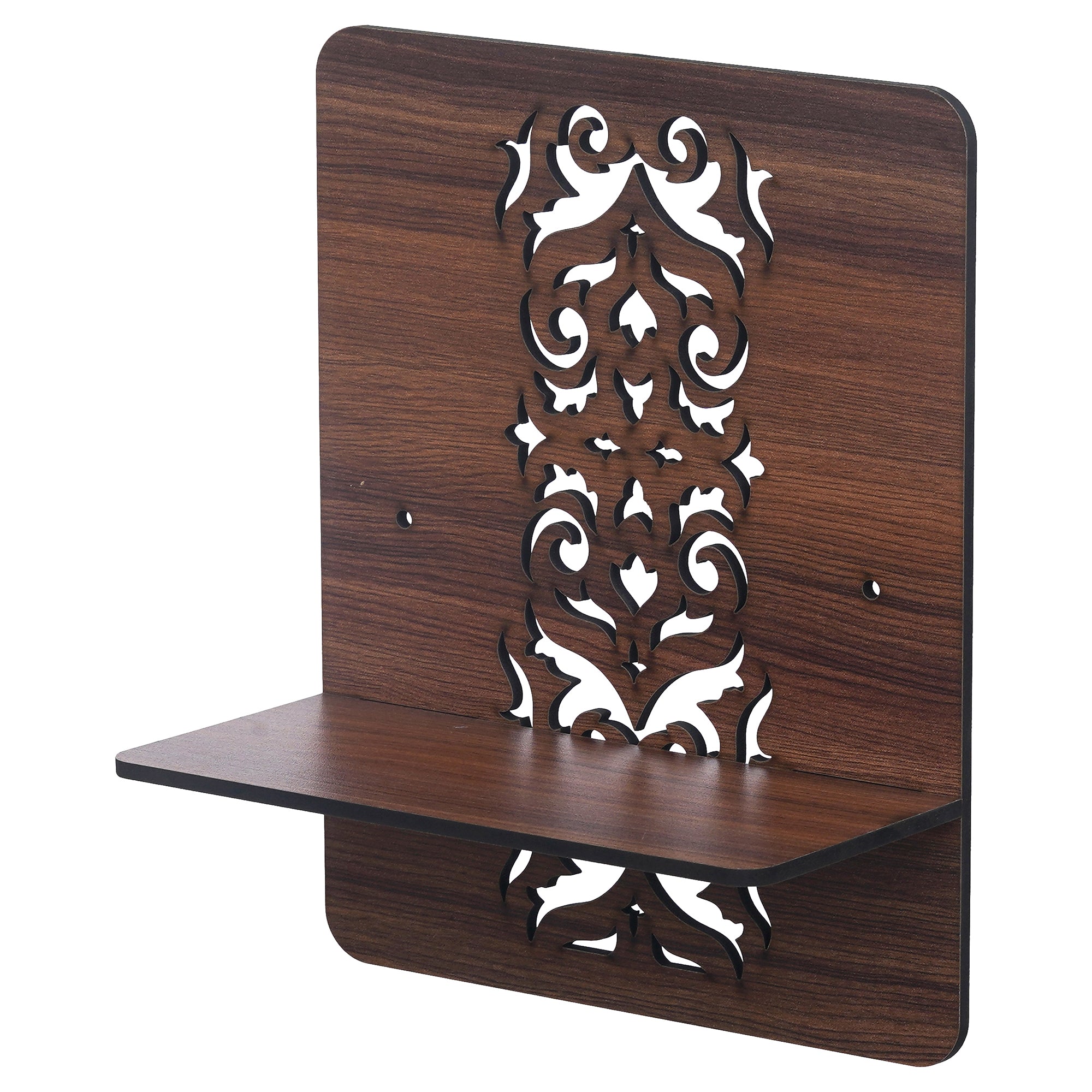eCraftIndia Brown Rectangle Shape Designer Wooden Wall Shelf 5