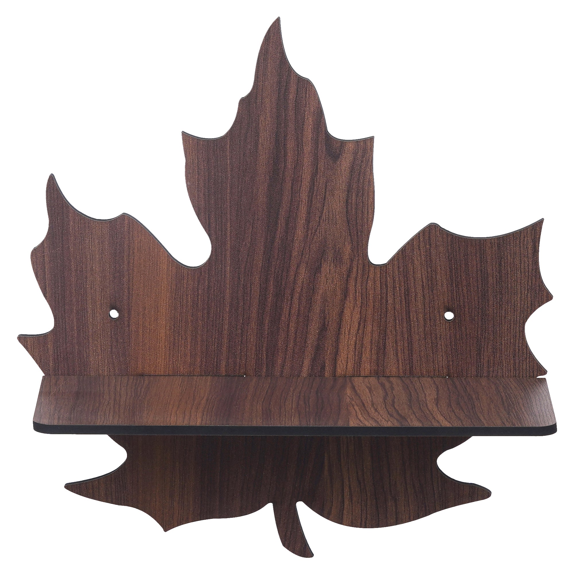 eCraftIndia Brown Leaf Shape Designer Wooden Wall Shelf 2