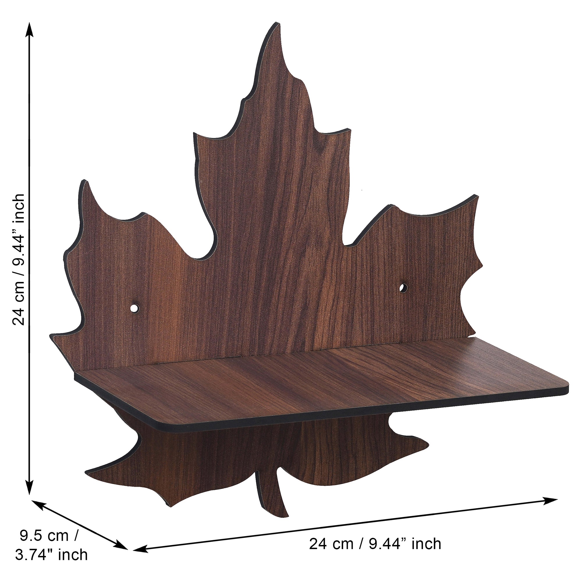 eCraftIndia Brown Leaf Shape Designer Wooden Wall Shelf 3